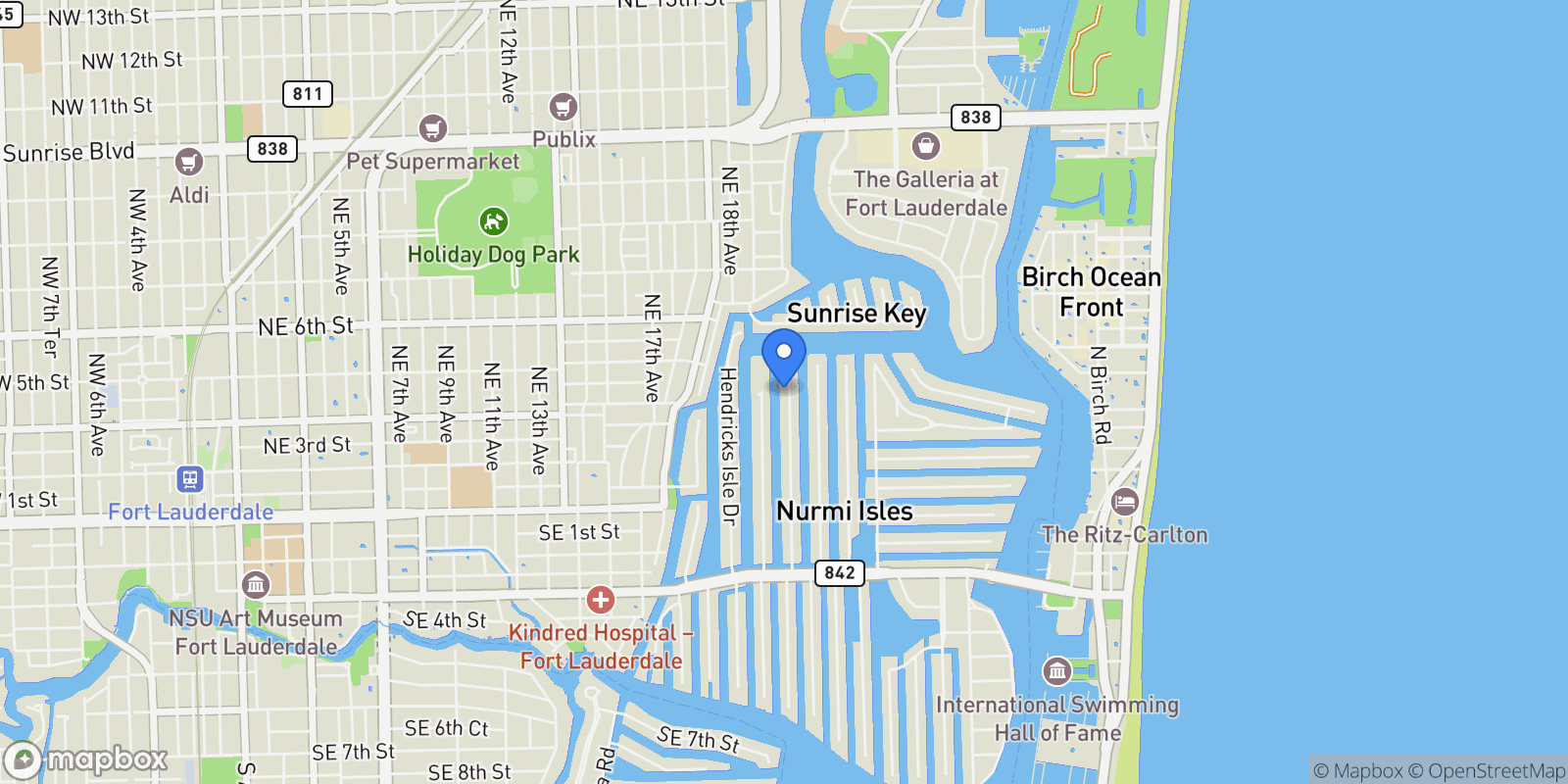 Map showing 169 Fiesta Way, Fort Lauderdale, Florida, United States.