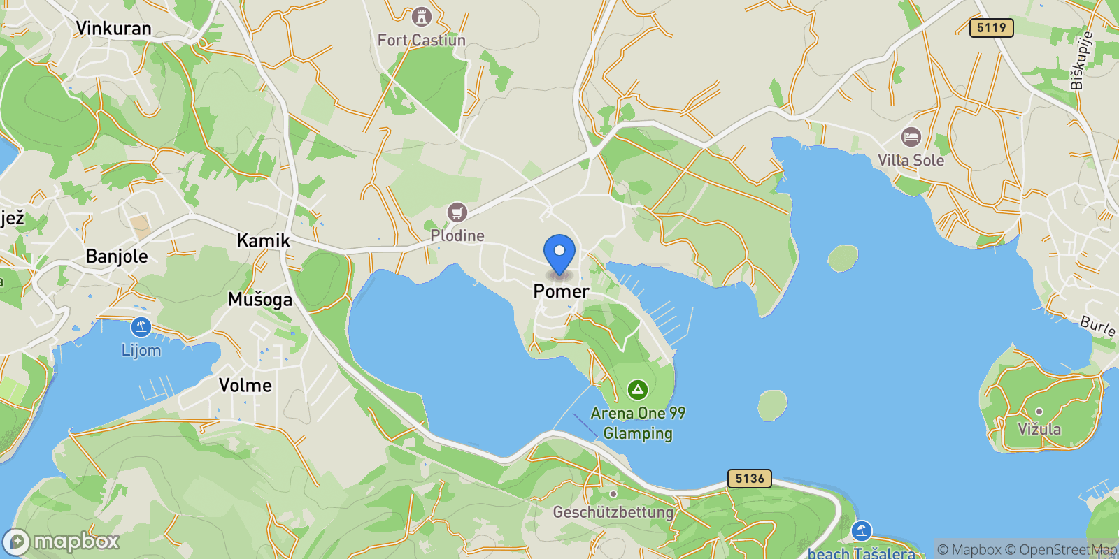Map showing Pomer, Istria County, Croatia.