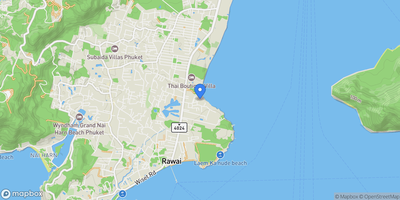Map showing Phuket,, Rawai, Phuket, Thailand.