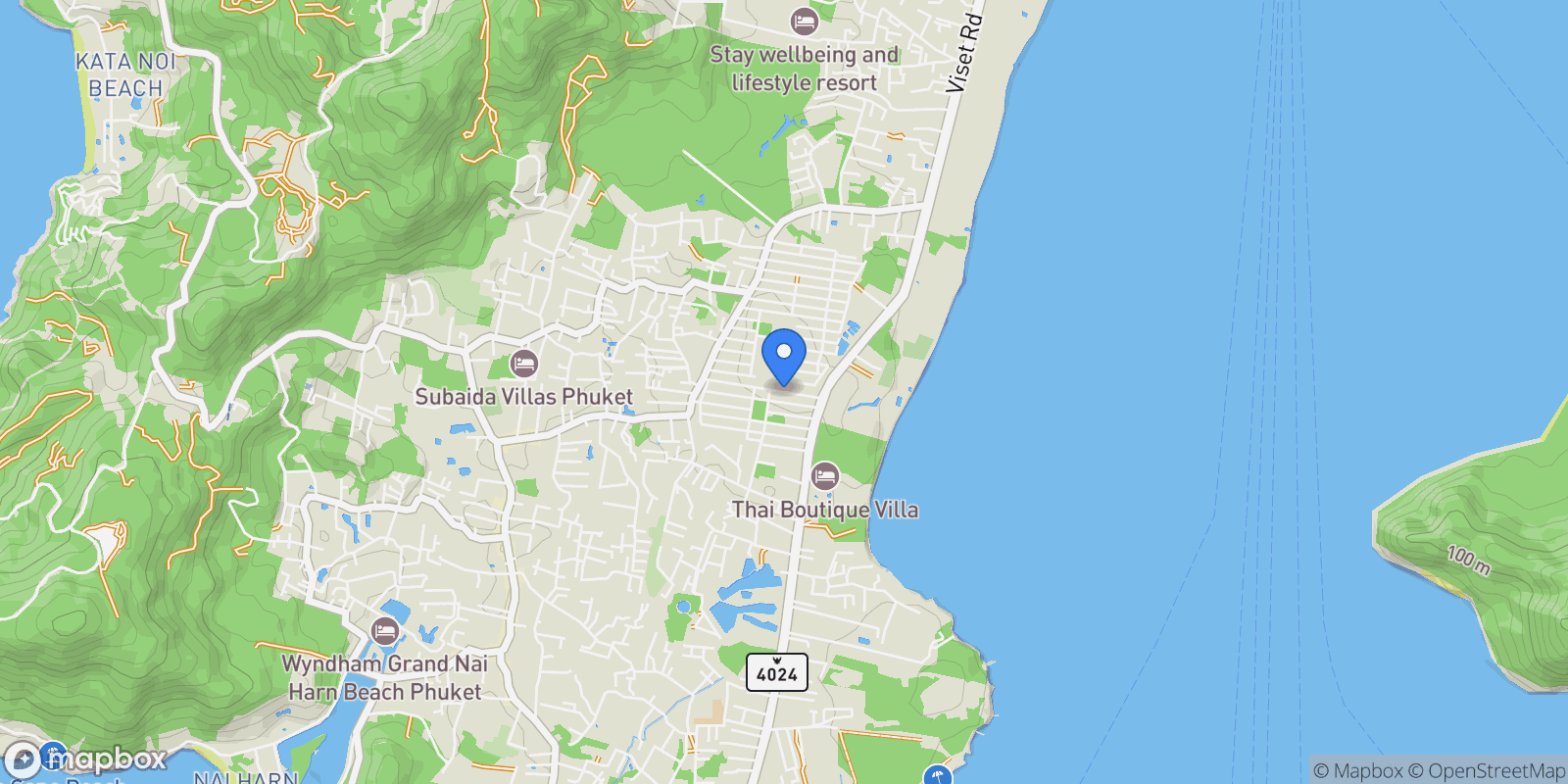 Map showing Phuket,, Rawai, Phuket, Thailand.