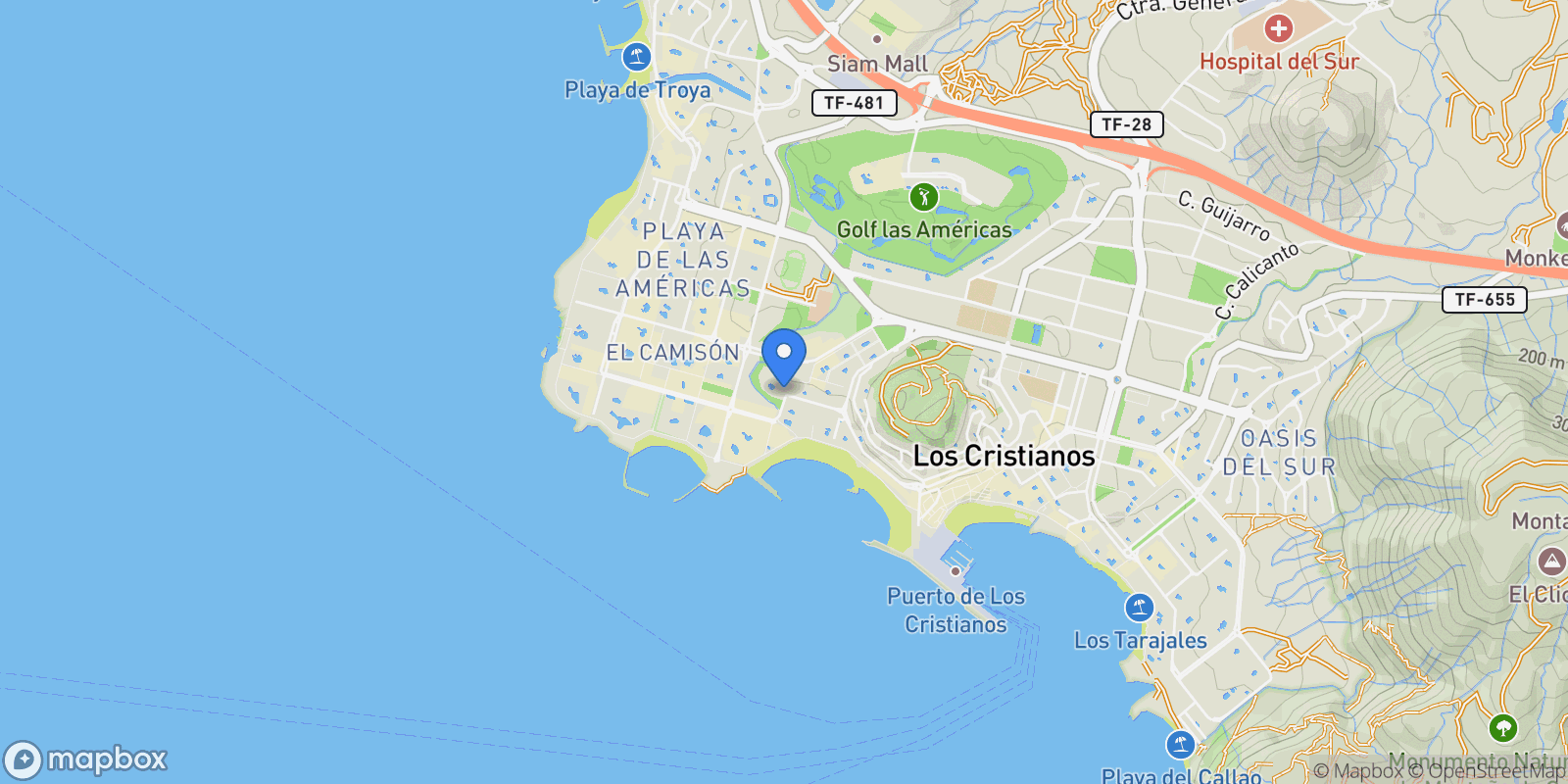 Map showing Tenerife Arona la Habana 18, Playa de las Americas, Canary Islands, Spain.