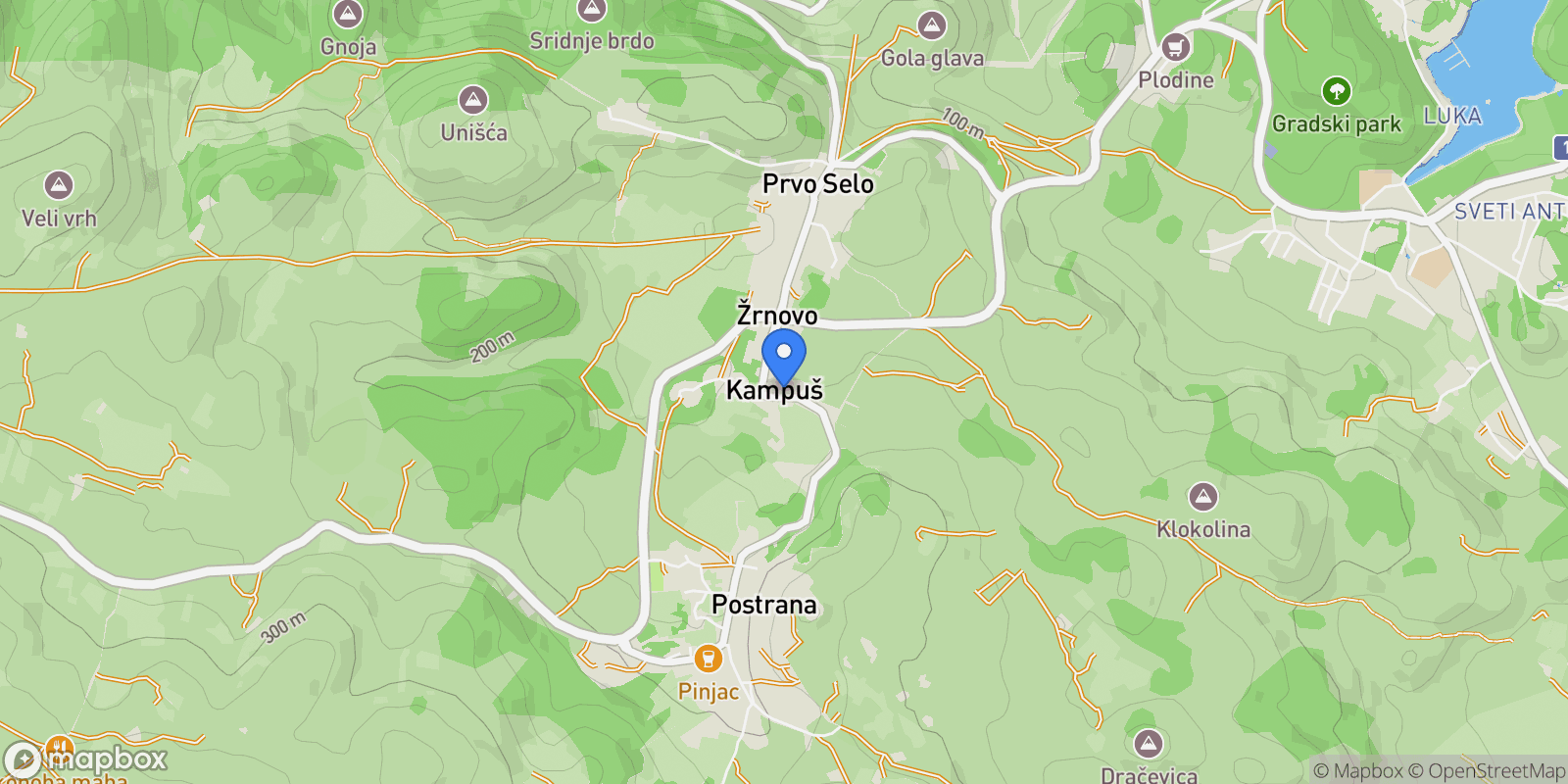Map showing Zrnovo, Dubrovnik-Neretva County, Croatia.