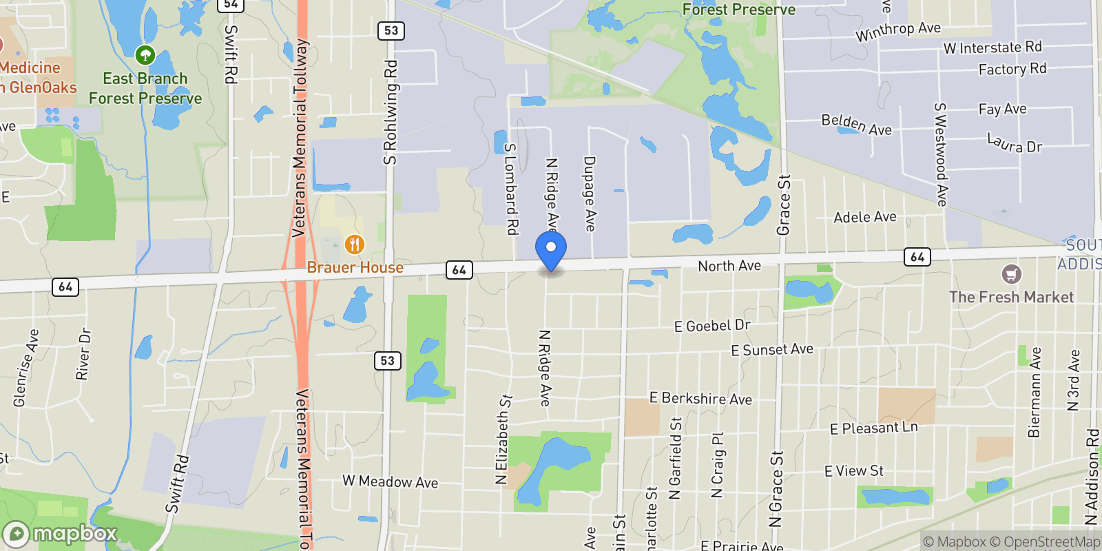 Map showing 147 W North Avenue, Lombard, Illinois, United States.