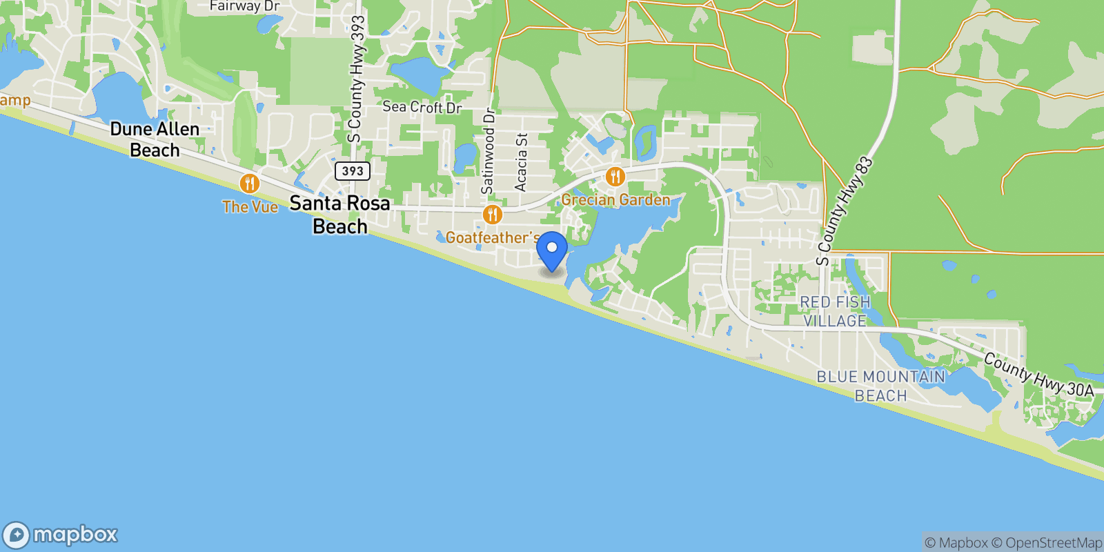 Map showing 299 Old Beach Road , Santa Rosa Beach, FL 32459, Santa Rosa Beach, Florida, United States.