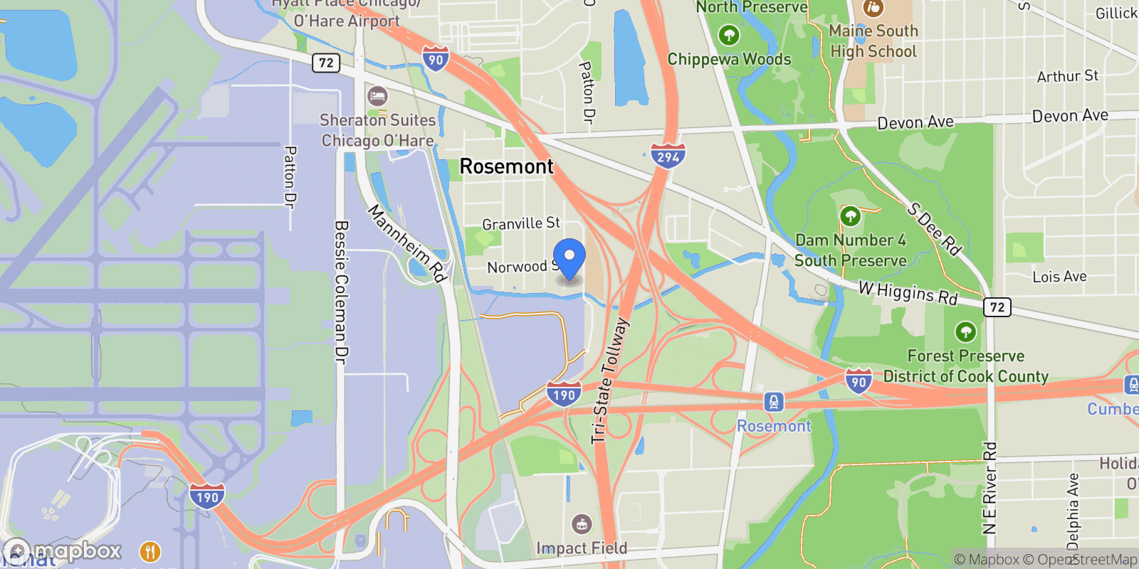 Map showing 6013 N Emerson Street, Des Plaines, Illinois, United States.