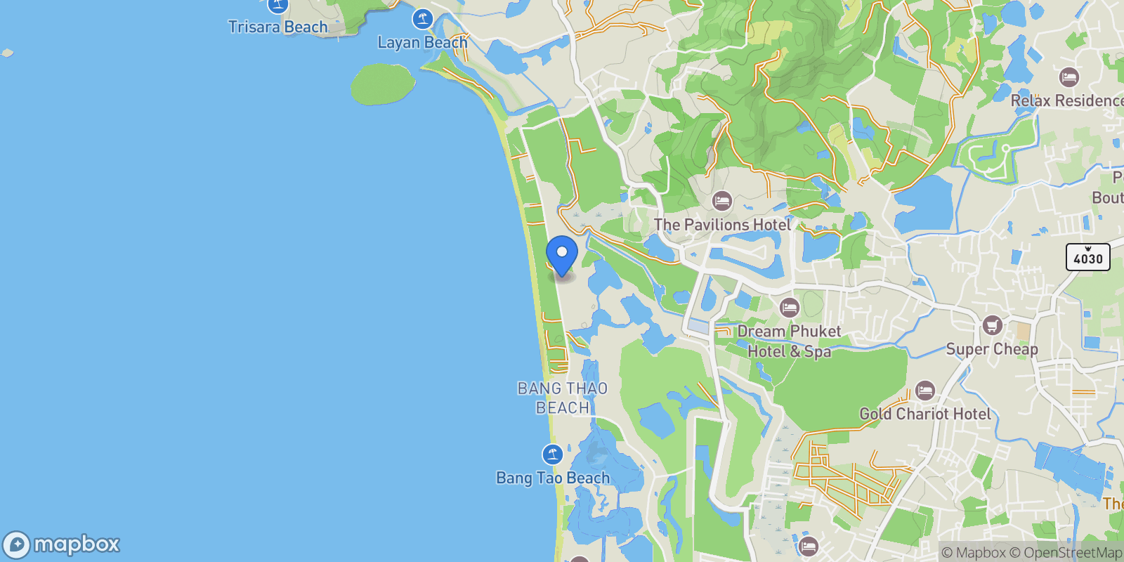 Map showing Phuket,, Choeng Thale, Phuket, Thailand.