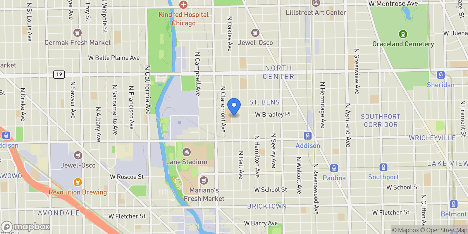 Map showing 3723 N Oakley Avenue, Chicago, Illinois, United States.