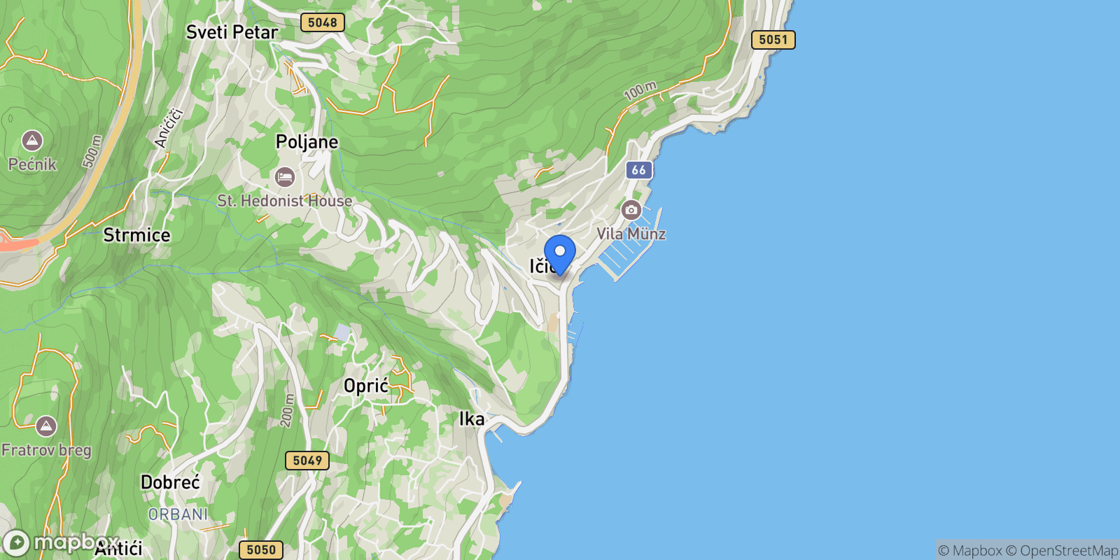 Map showing Grad Opatija, Primorje-Gorski Kotar County, Croatia.