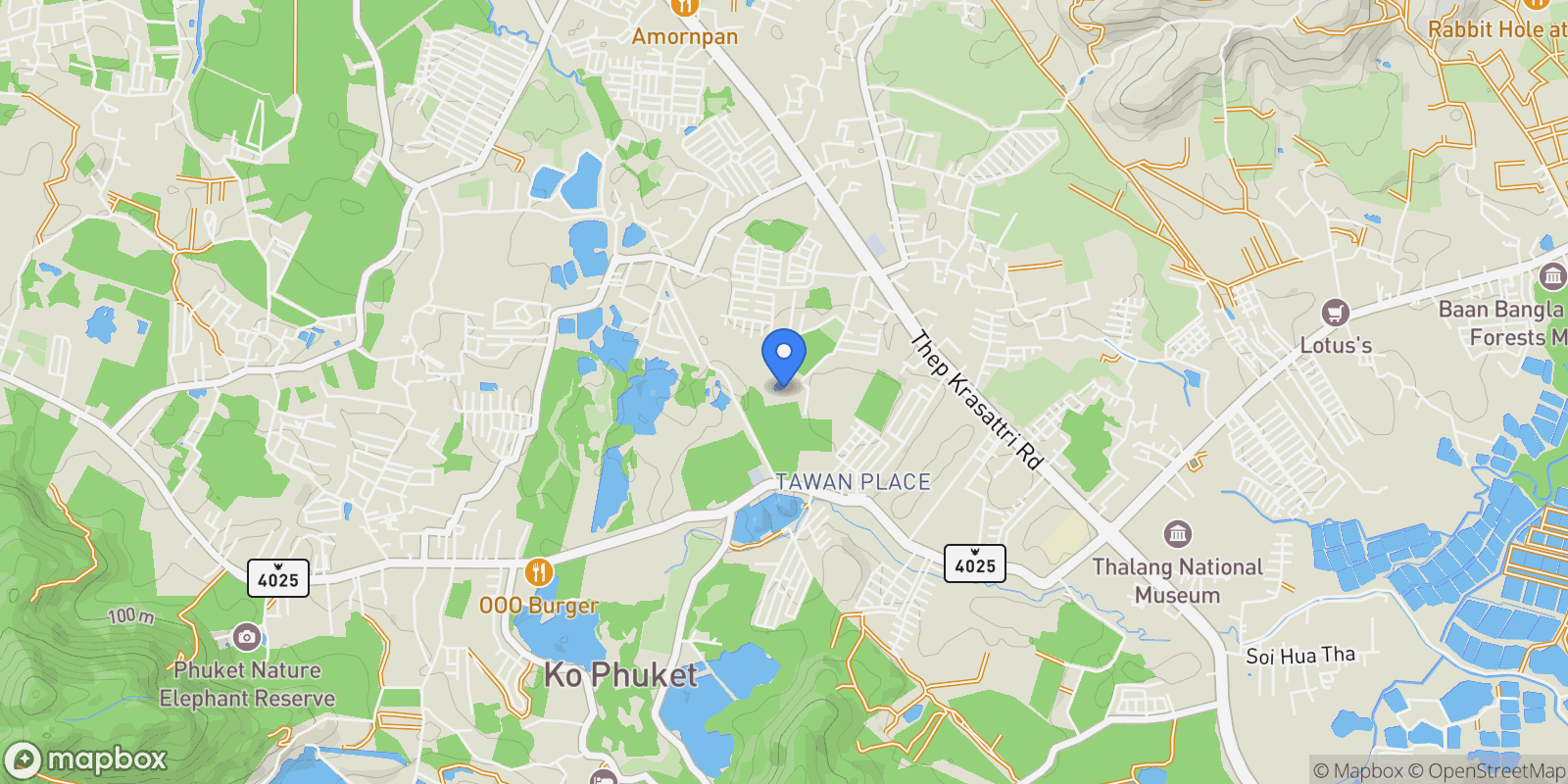 Map showing Phuket,, Si Sunthon, Phuket, Thailand.
