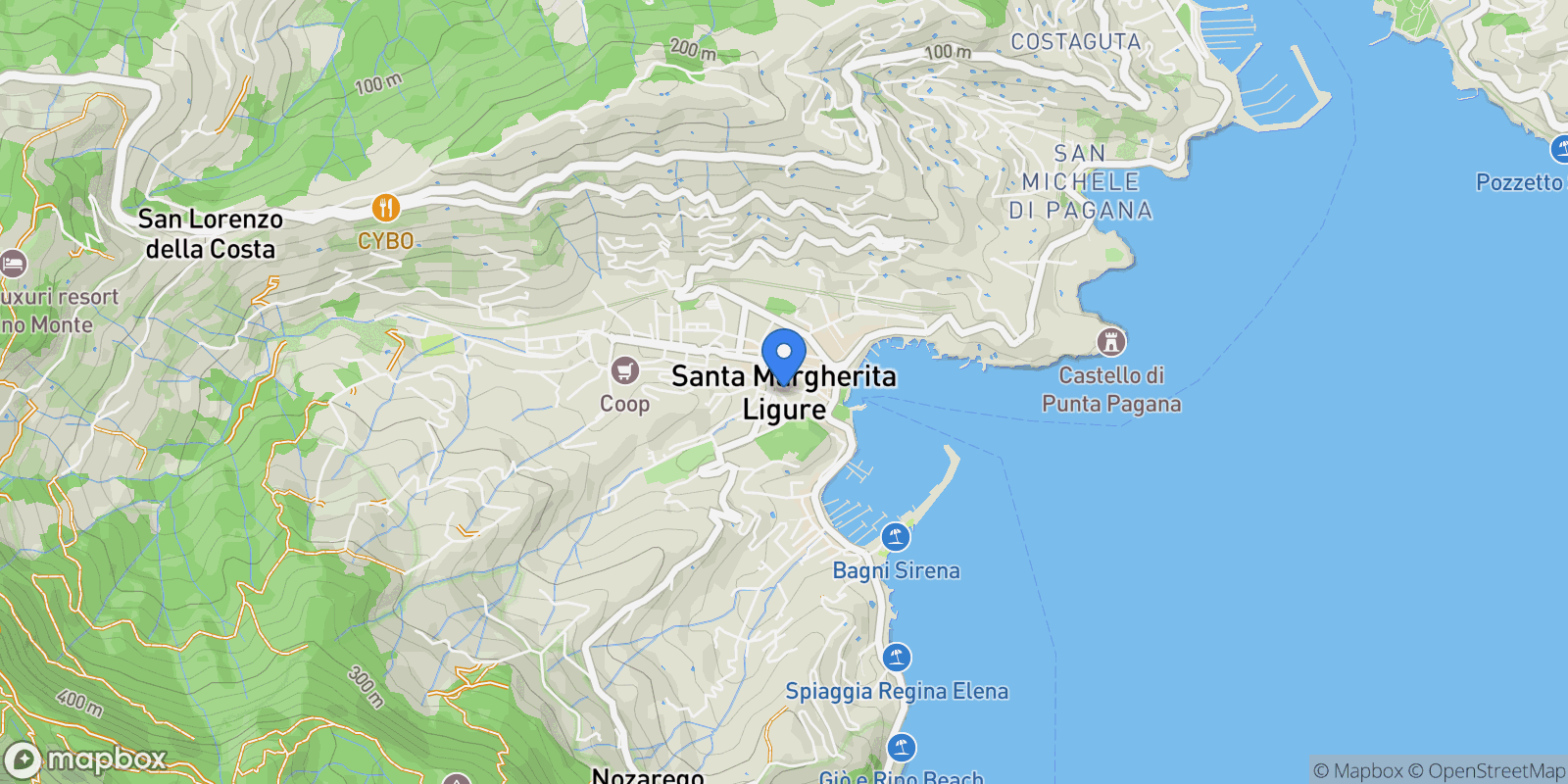 Map showing Santa Margherita Ligure, Liguria, Italy.