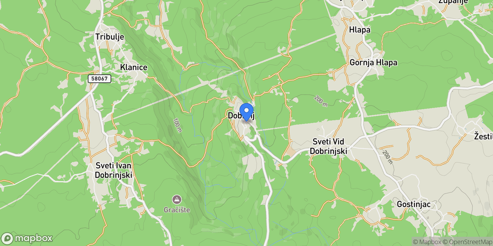 Map showing Dobrinj, Primorje-Gorski Kotar County, Croatia.