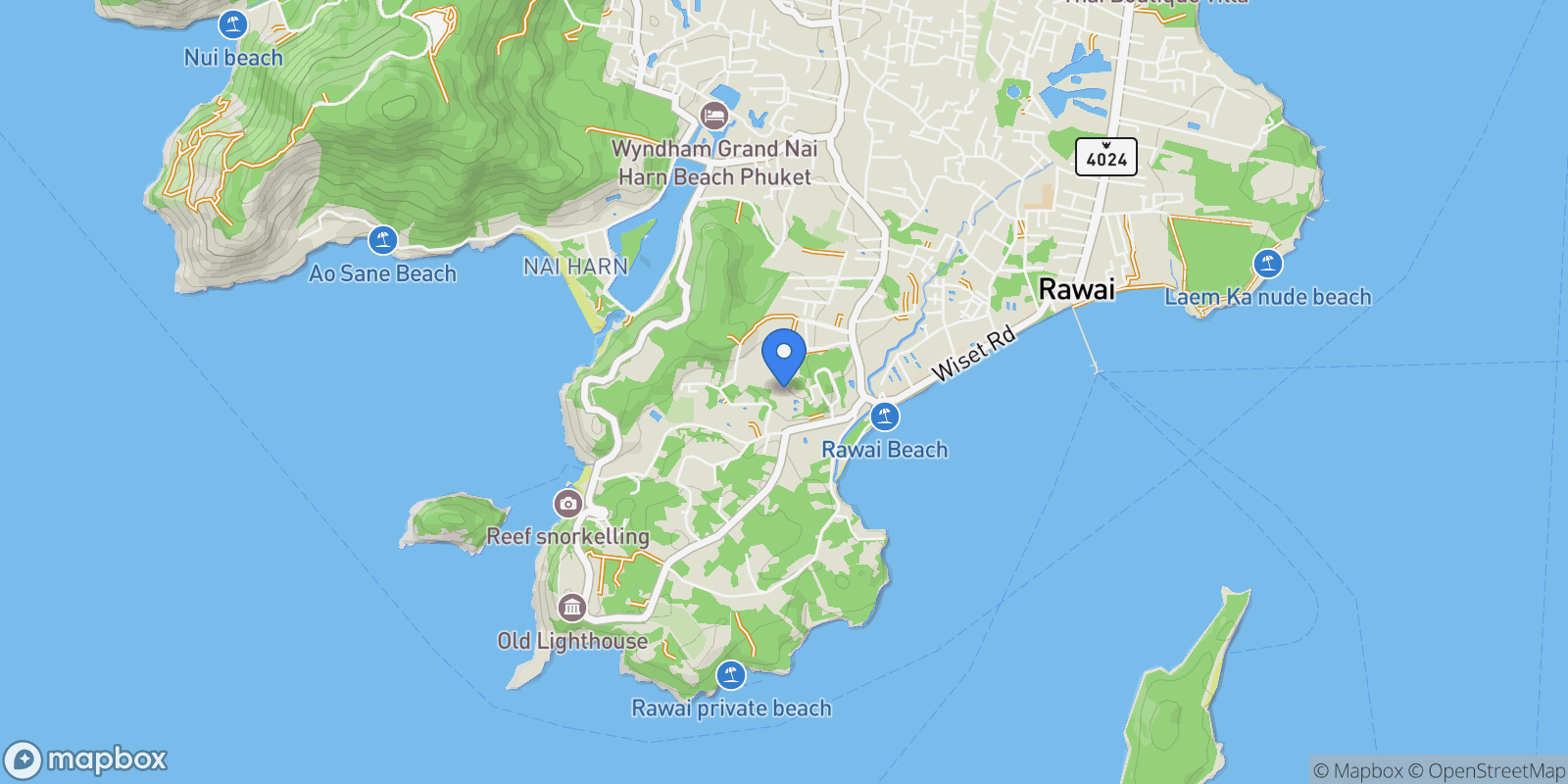 Map showing Phuket,, Rawai, Phuket, Thailand.