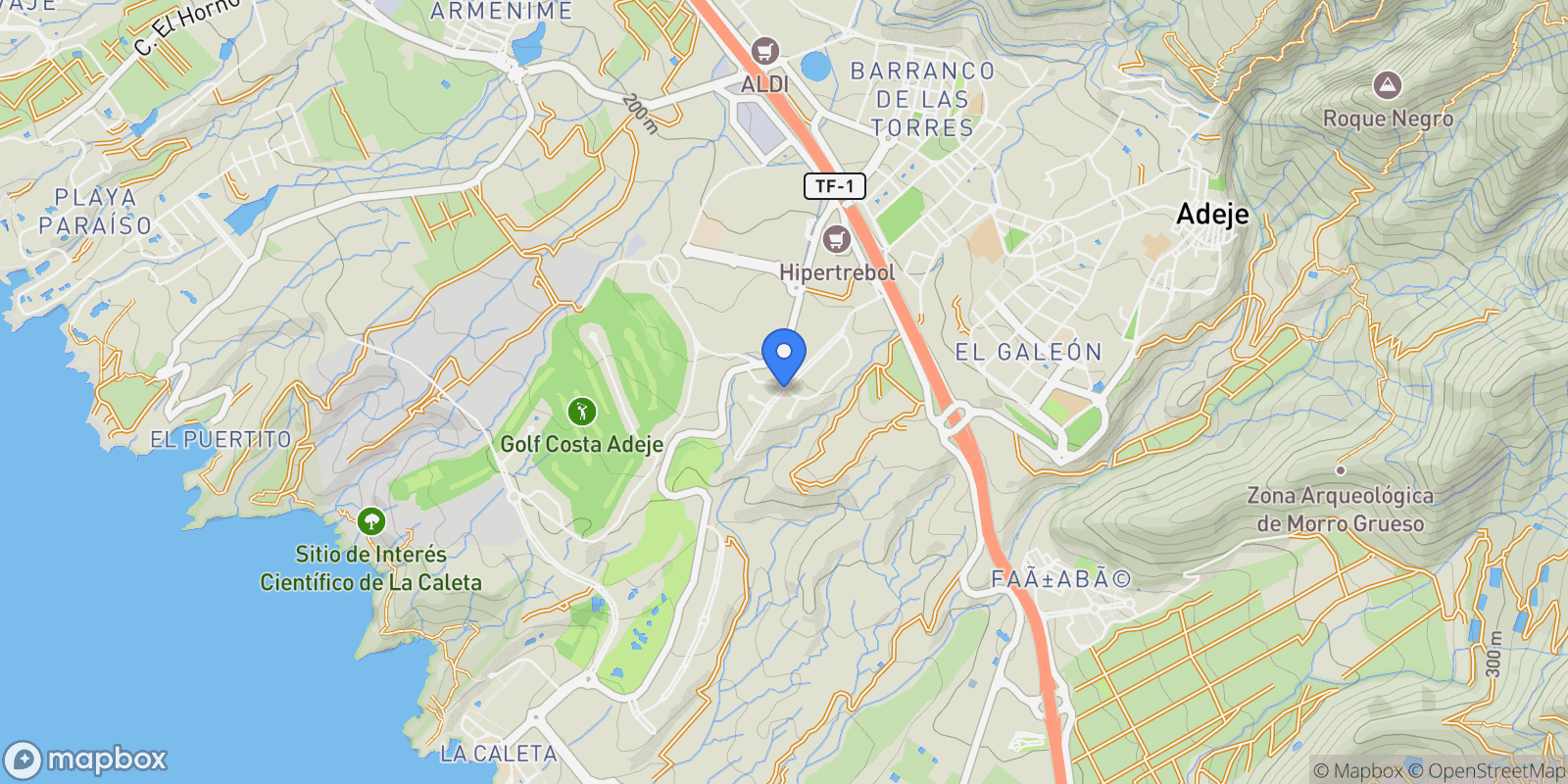 Map showing Avenida Las Palmitas, La Caleta, Adeje, Canary Islands.