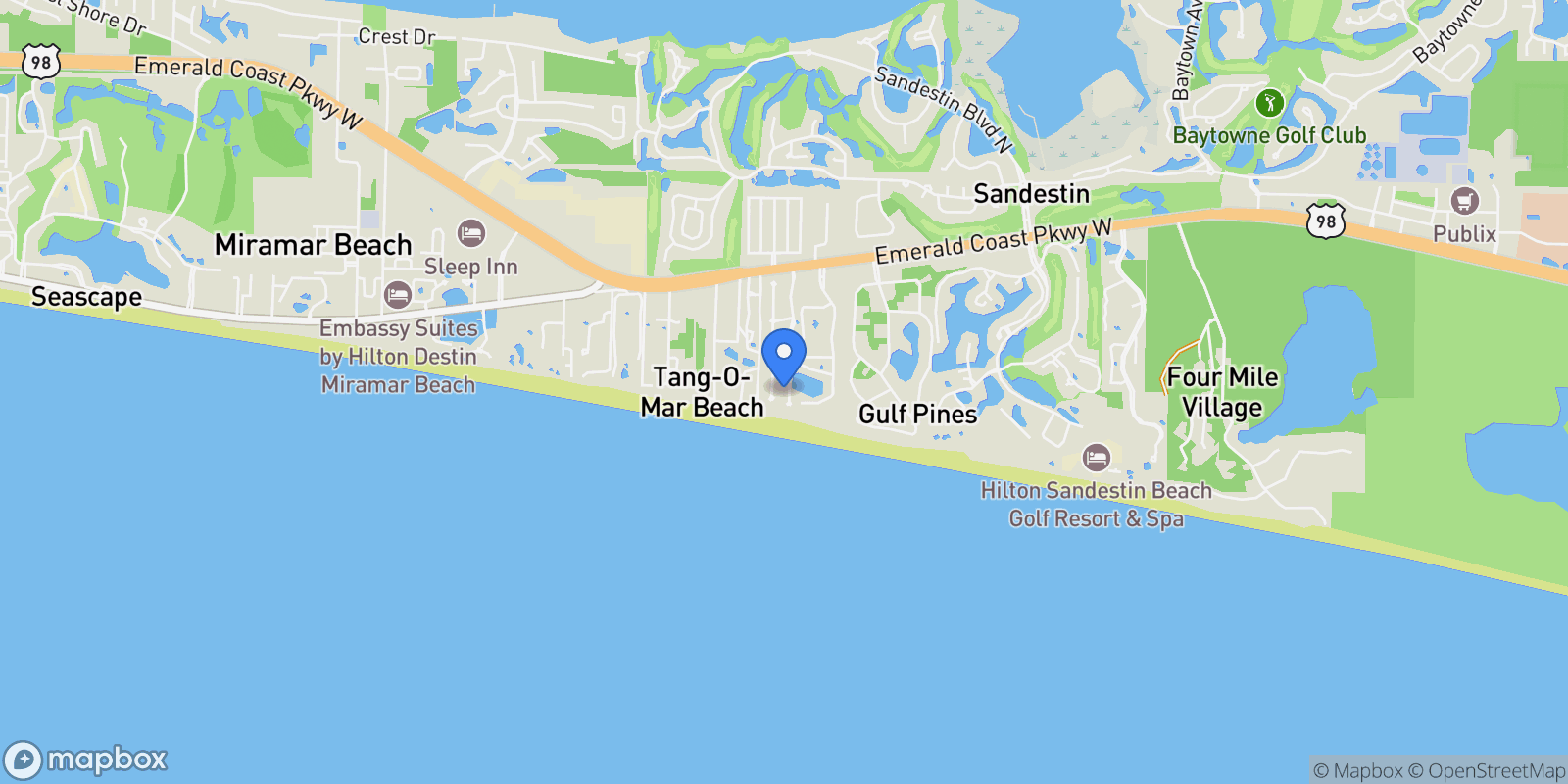 Map showing 338 Rue Caribe , Miramar Beach, FL 32550, Miramar Beach, Florida, United States.