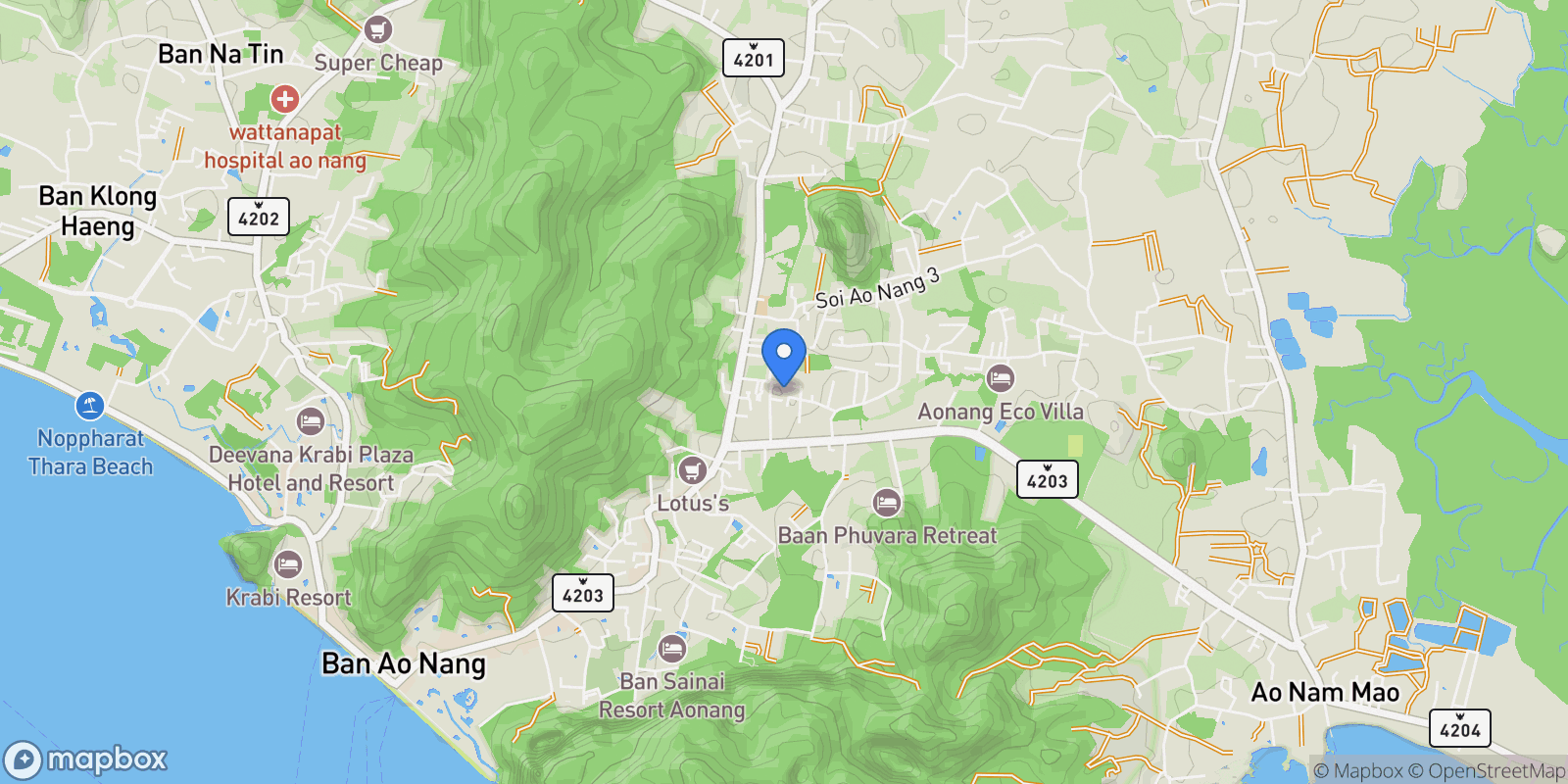 Map showing Krabi,, Pak Nam, Krabi, Thailand.