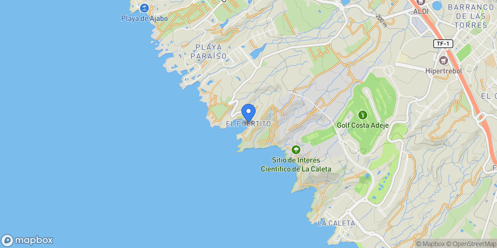 Map showing Carretera el Puertito, 26B, Adeje, Canary Islands, Spain.