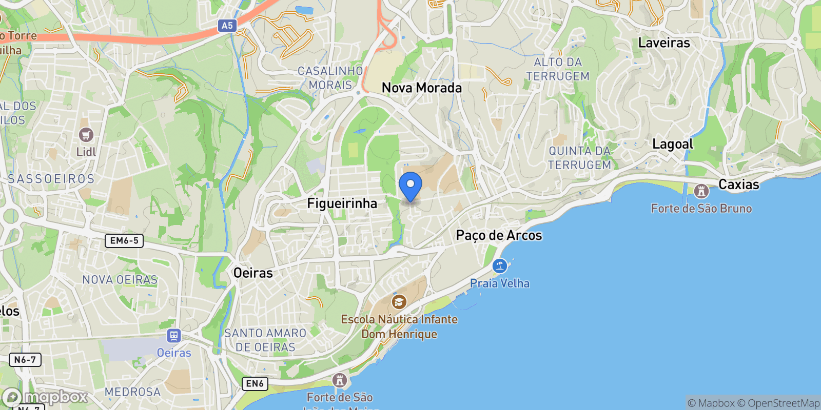 Map showing R. Actor António Sacramento 2 7o andar a, 2770 Paço de Arcos, Portugal, Paco de Arcos, Lisbon, Portugal.