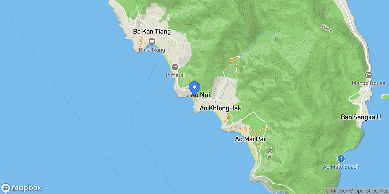 Map showing Koh Lanta,, Ko Lanta Yai, Krabi, Thailand.