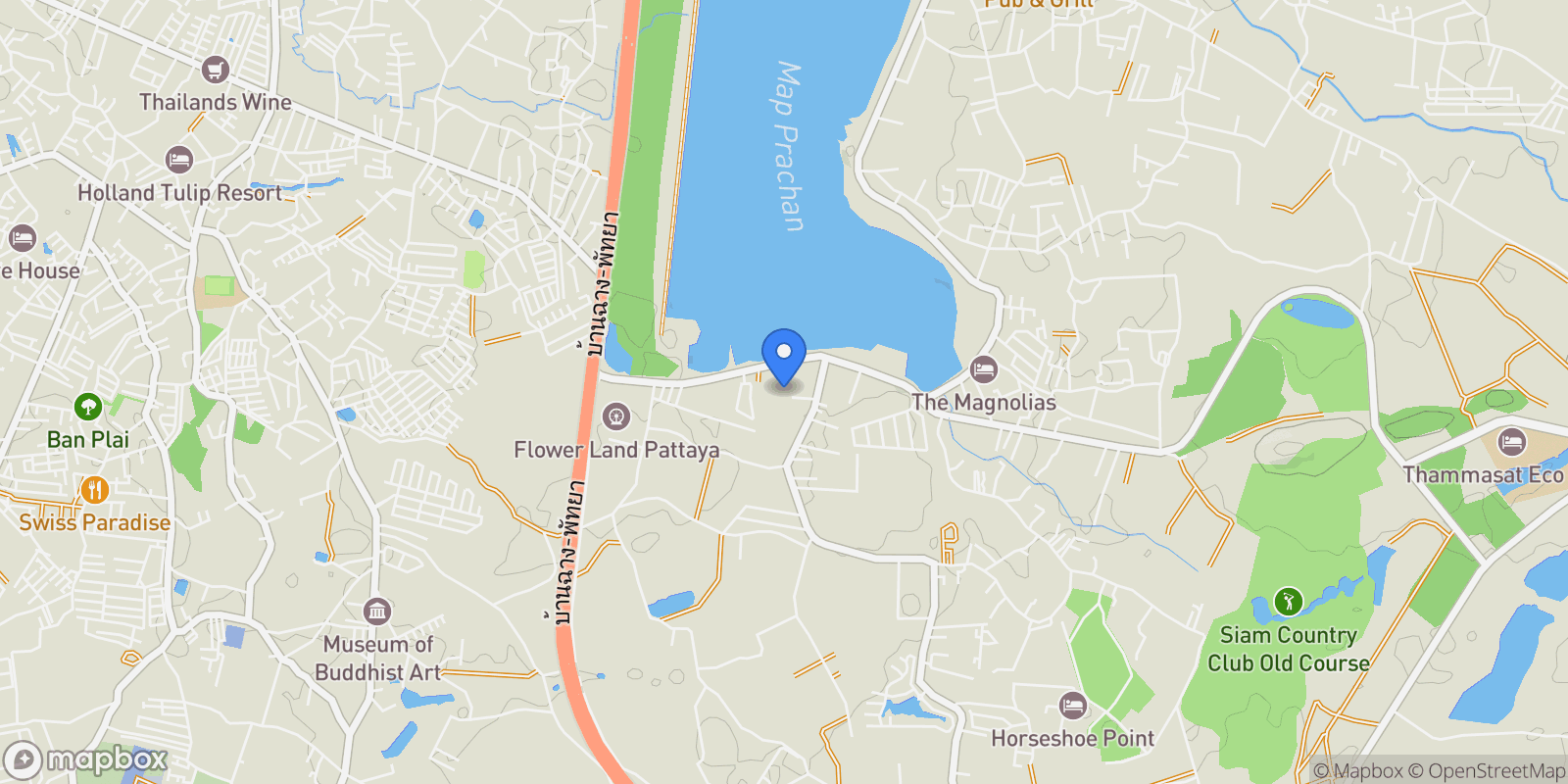 Map showing Chonburi,, Pattaya City, Chon Buri, Thailand.