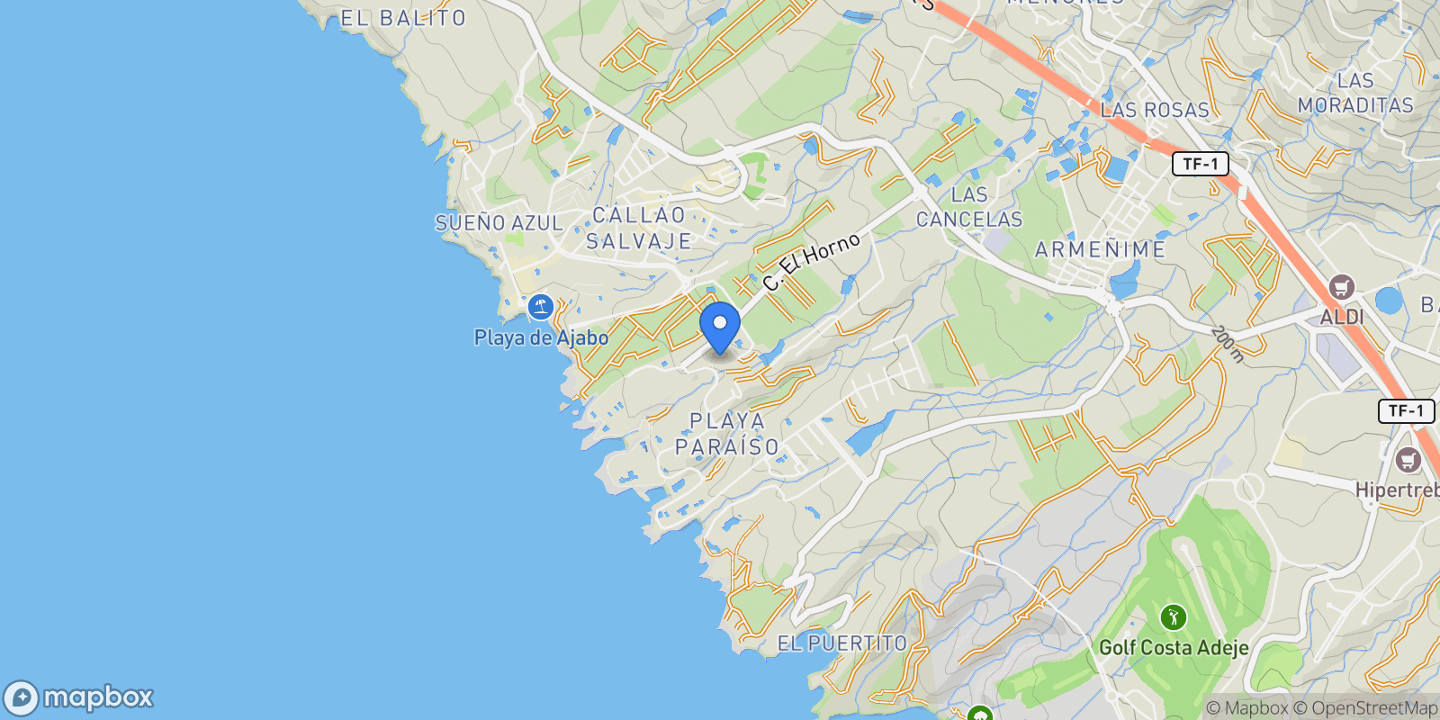 Map showing Callao Salvaje, Adeje, Canary Islands.