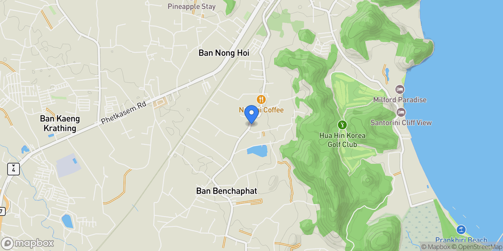 Map showing Prachuap Khiri Khan,, Wang Pong, Prachuap Khiri Khan, Thailand.
