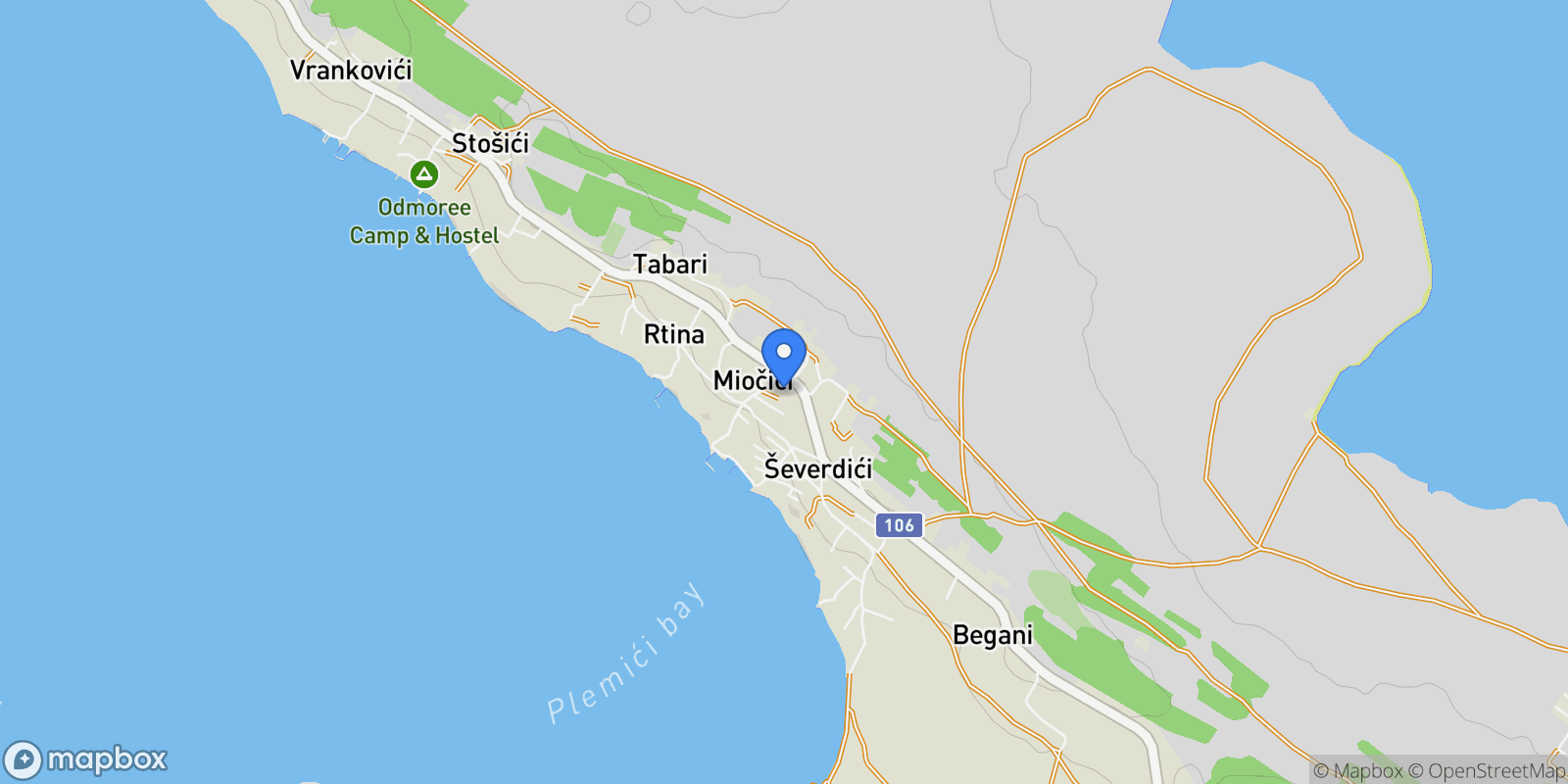 Map showing Opcina Razanac, Zadar County, Croatia.