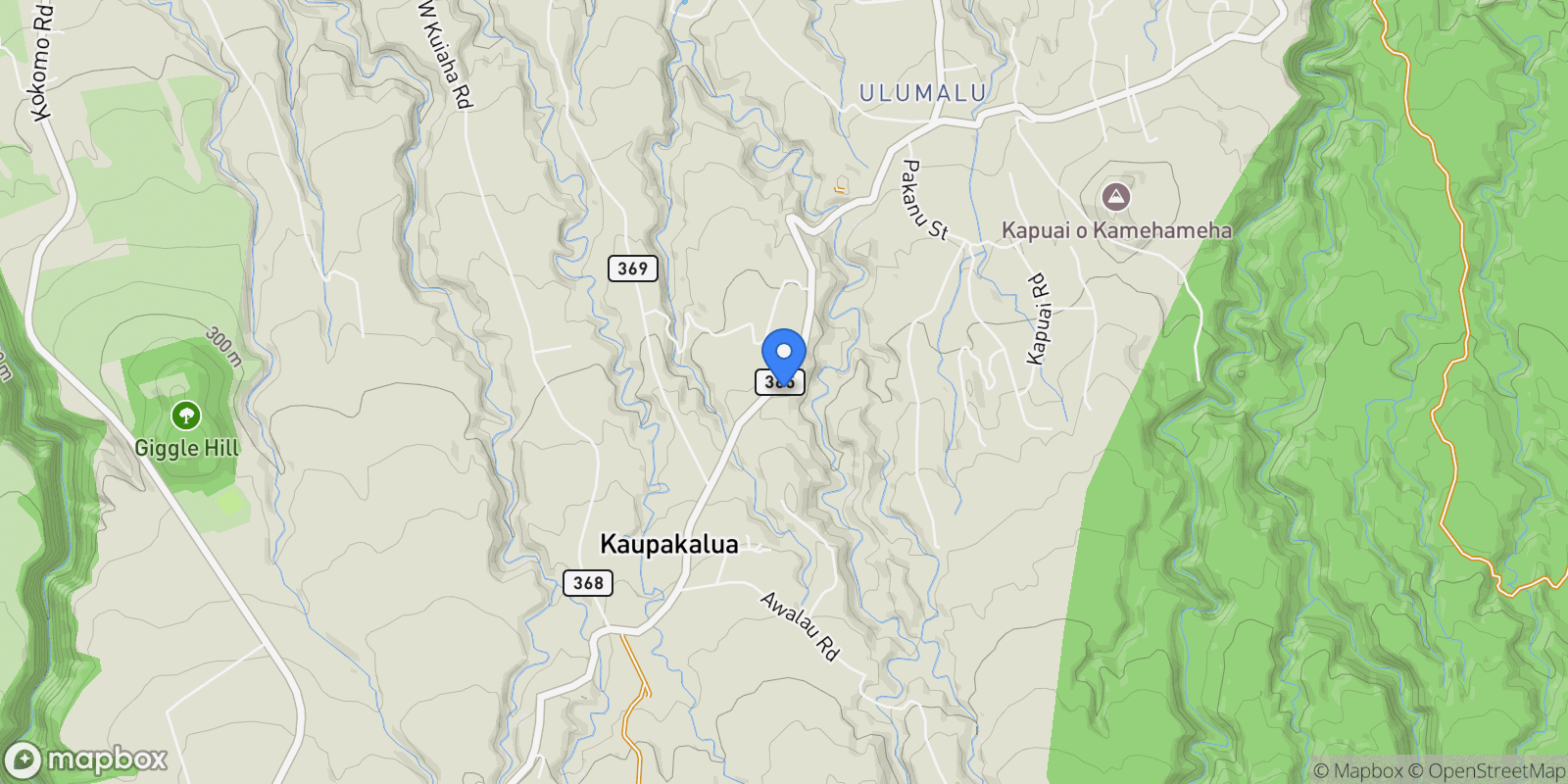 Map showing 1525 KAUPAKALUA Rd, Haiku, HI 96708, Haiku-Pauwela, Hawaii, United States.