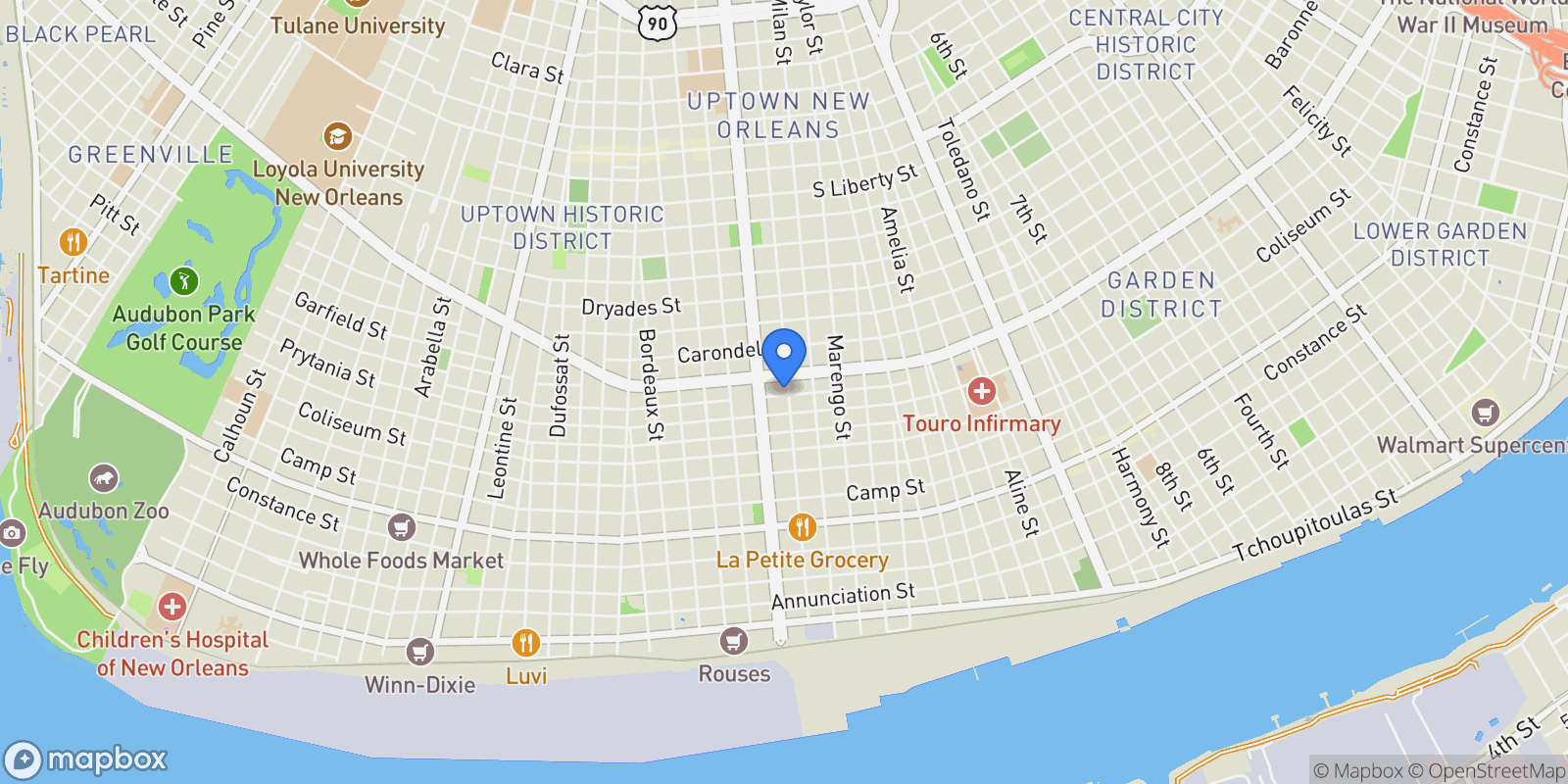 Map showing 1502 GENERAL PERSHING Street, New Orleans, Louisiana, United States.
