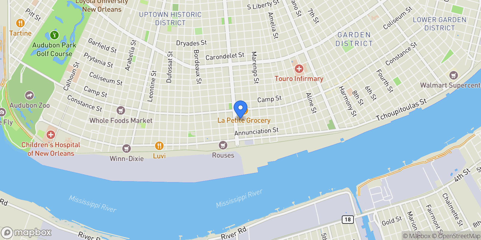 Map showing 4316 CONSTANCE Street, New Orleans, Louisiana, United States.