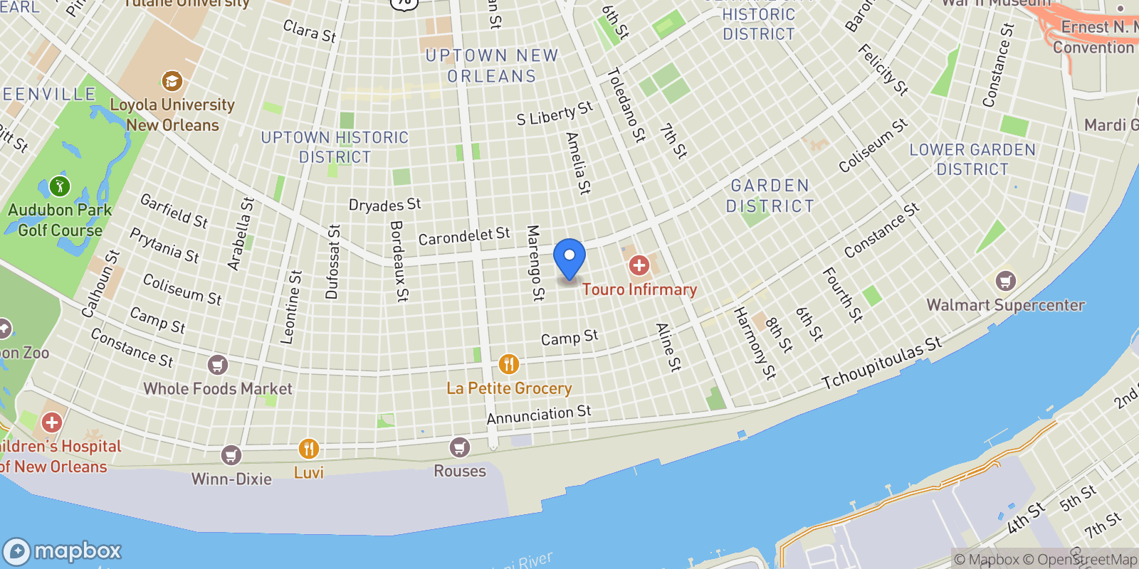 Map showing 3914 PRYTANIA Street, New Orleans, Louisiana, United States.