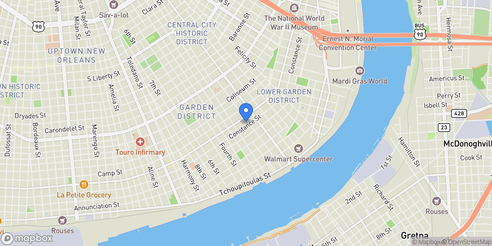 Map showing 1010 12 PHILIP Street, New Orleans, Louisiana, United States.