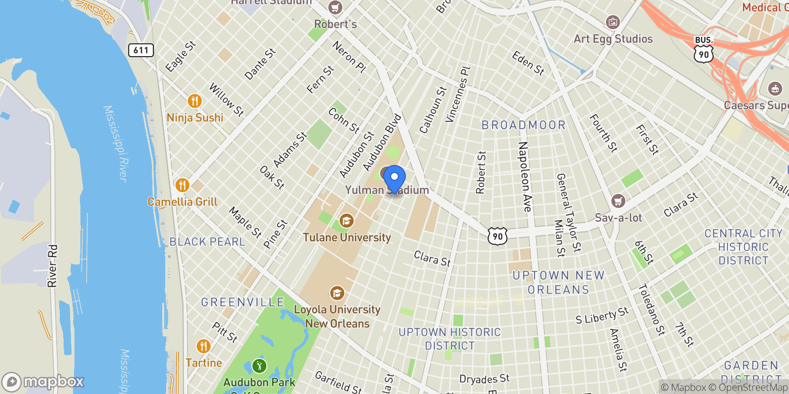 Map showing 2721 23 CALHOUN Street, New Orleans, Louisiana, United States.