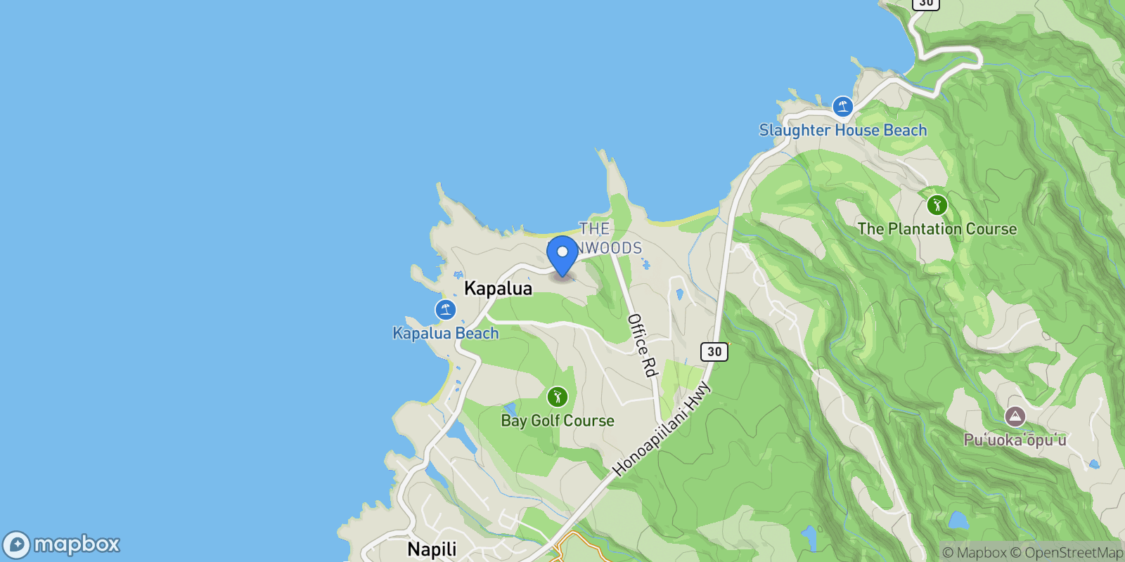 Map showing 100 Ridge Rd, Lahaina, HI 96761, Lahaina, Hawaii, United States.