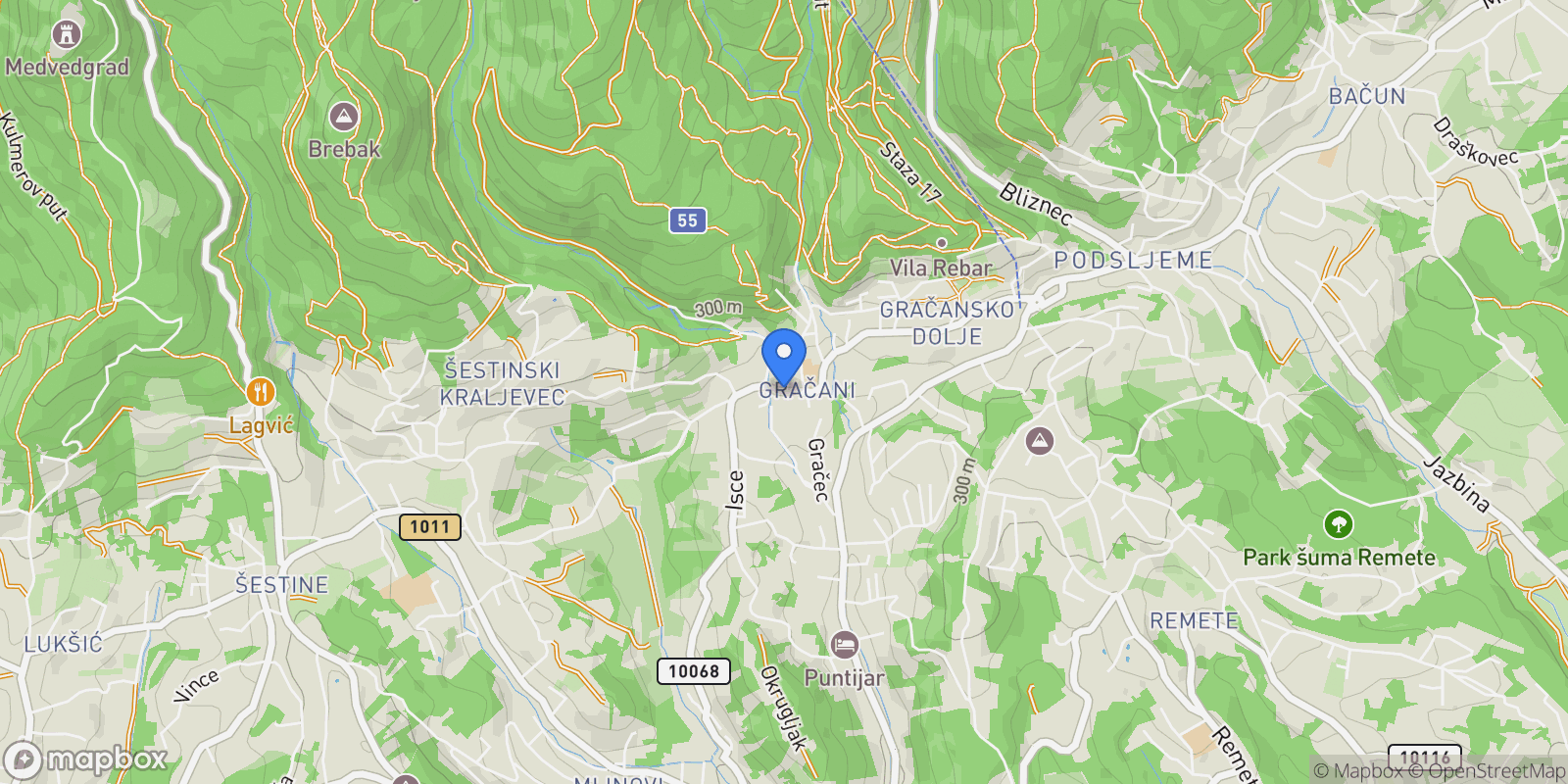 Map showing Mjesni odbor Gracani, Zagreb, City of Zagreb.