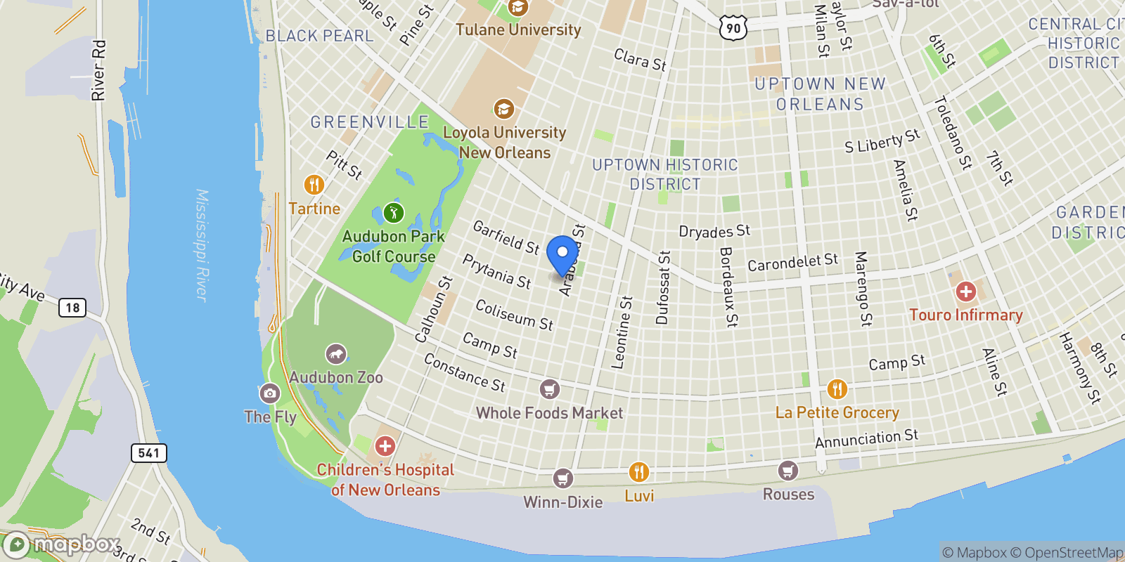 Map showing 1322 24 ARABELLA Street, New Orleans, Louisiana, United States.