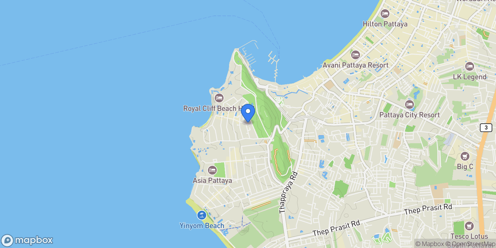 Map showing Chonburi,, Pattaya City, Chon Buri, Thailand.