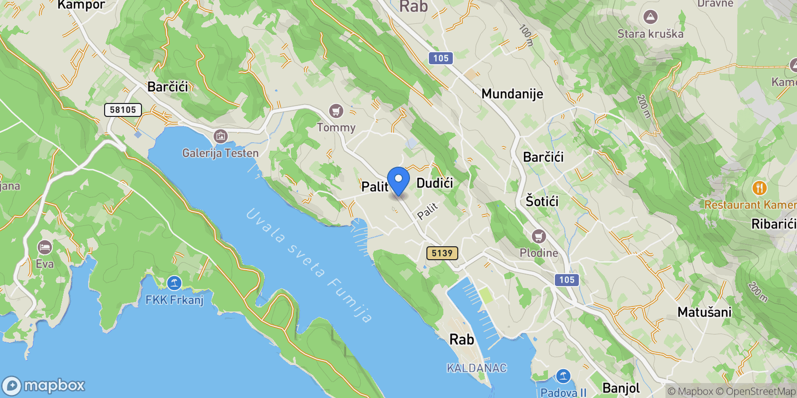 Map showing Palit, Primorje-Gorski Kotar County, Croatia.