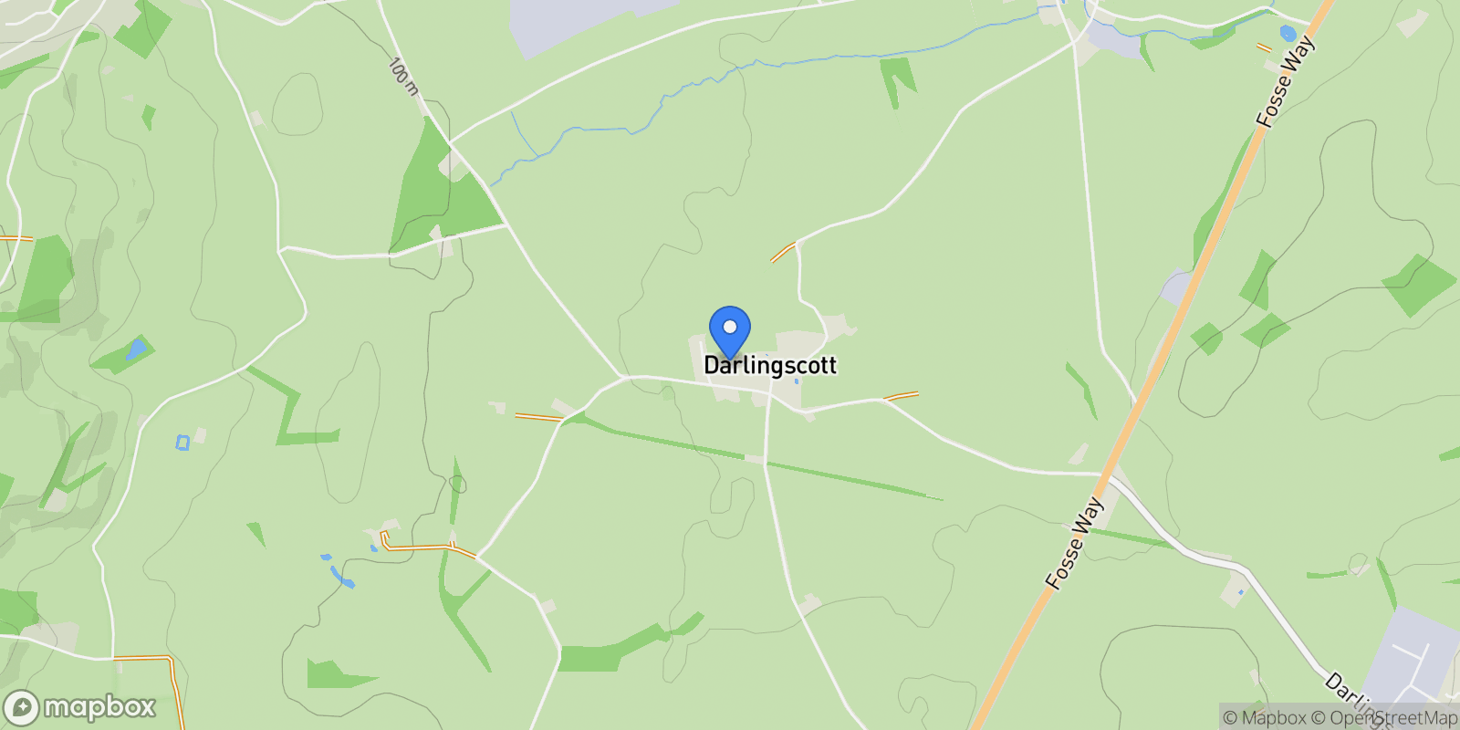 Map showing Darlingscott Court, Darlingscott, Shipston-on-Stour, Warwickshire, Darlingscott, England, United Kingdom.