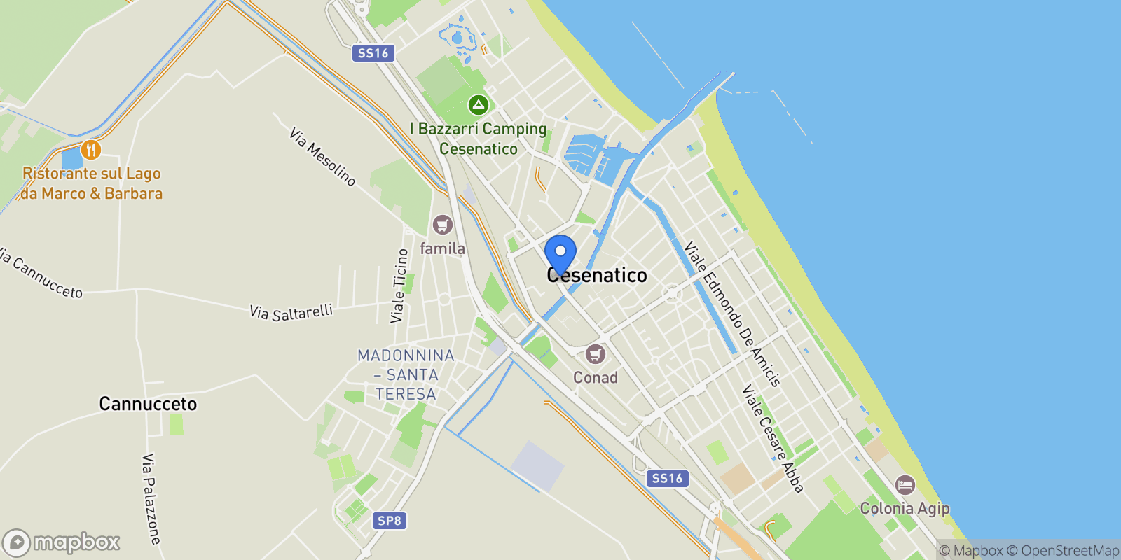 Map showing Cesenatico, Emilia-Romagna, Italy.