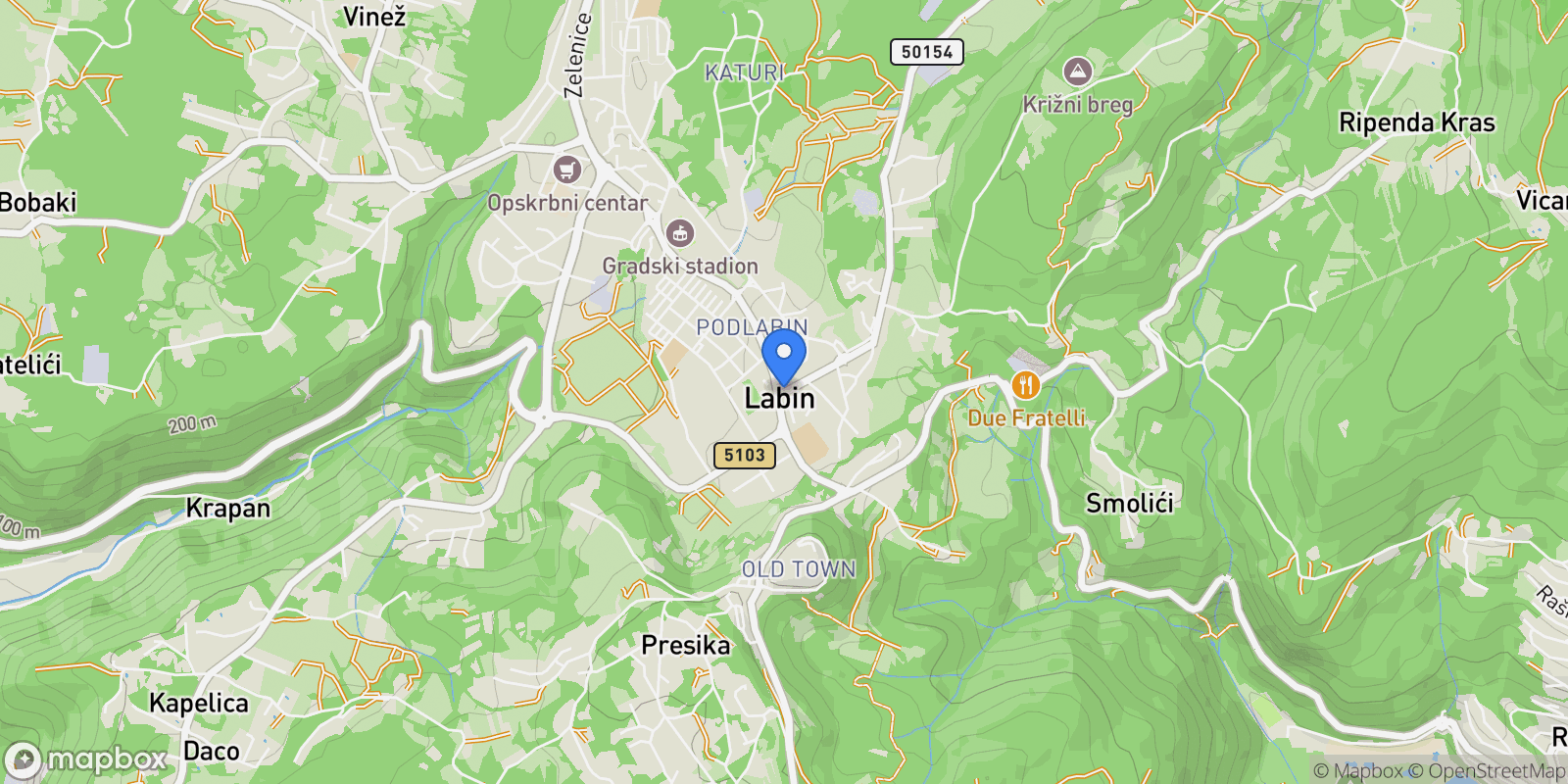 Map showing Labin, Istria County, Croatia.