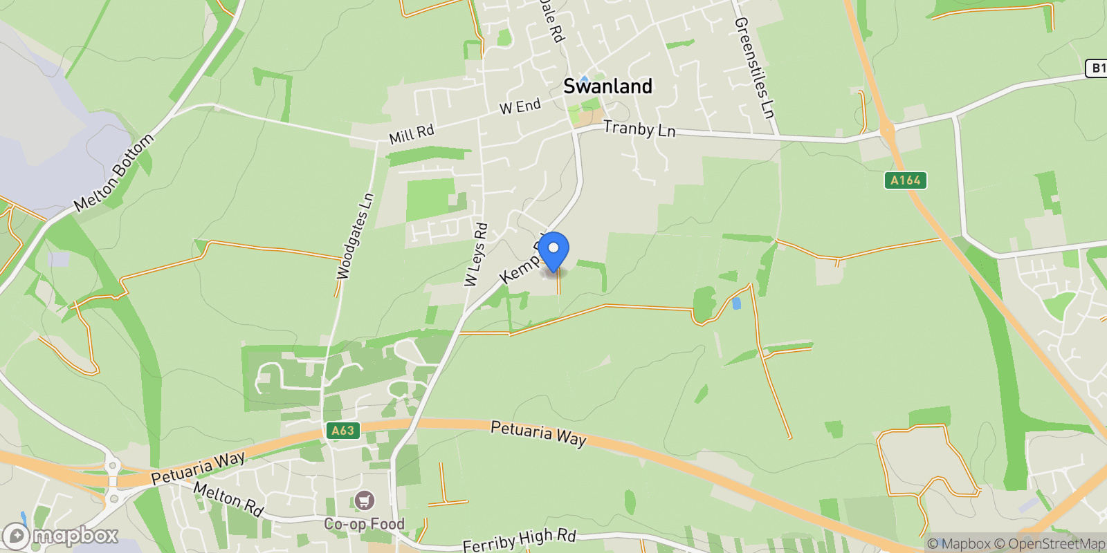 Map showing Kemp Road, Swanland, Swanland, England, United Kingdom.