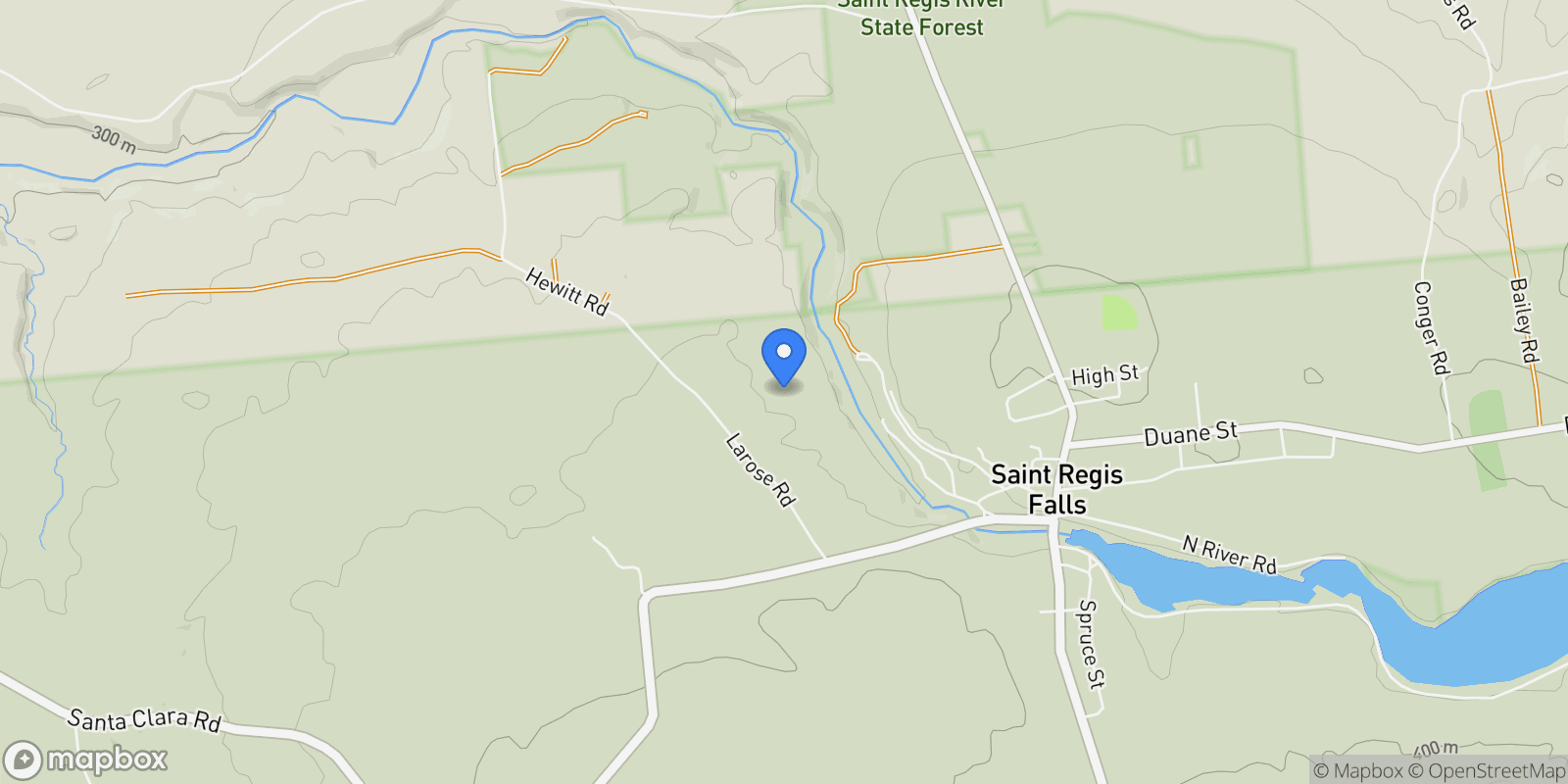 Map showing 58 Hewitt Road , Saint Regis Falls, NY 12980, Saint Regis Falls, New York, United States.