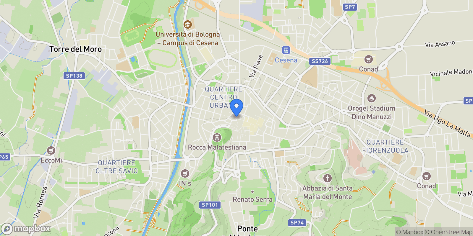 Map showing Cesena, Emilia-Romagna, Italy.
