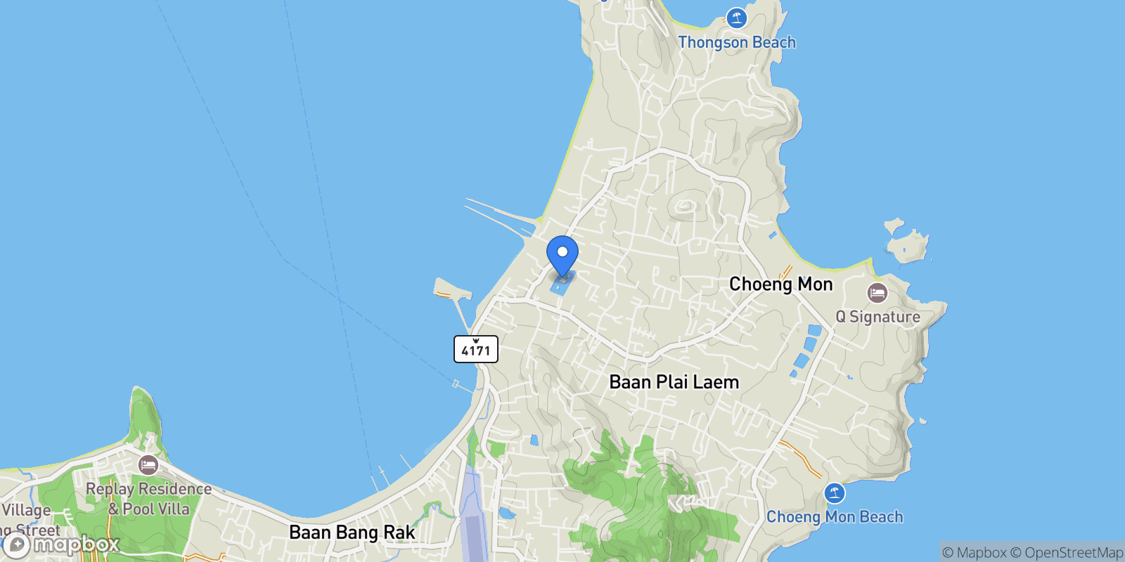 Map showing Wat Plai Laem, Road 4171, Thailand, ตำบล บ่อผุด อำเภอเกาะสมุย สุราษฎร์ธานี 84320, Thailand, Koh Samui, Surat Thani, Thailand.
