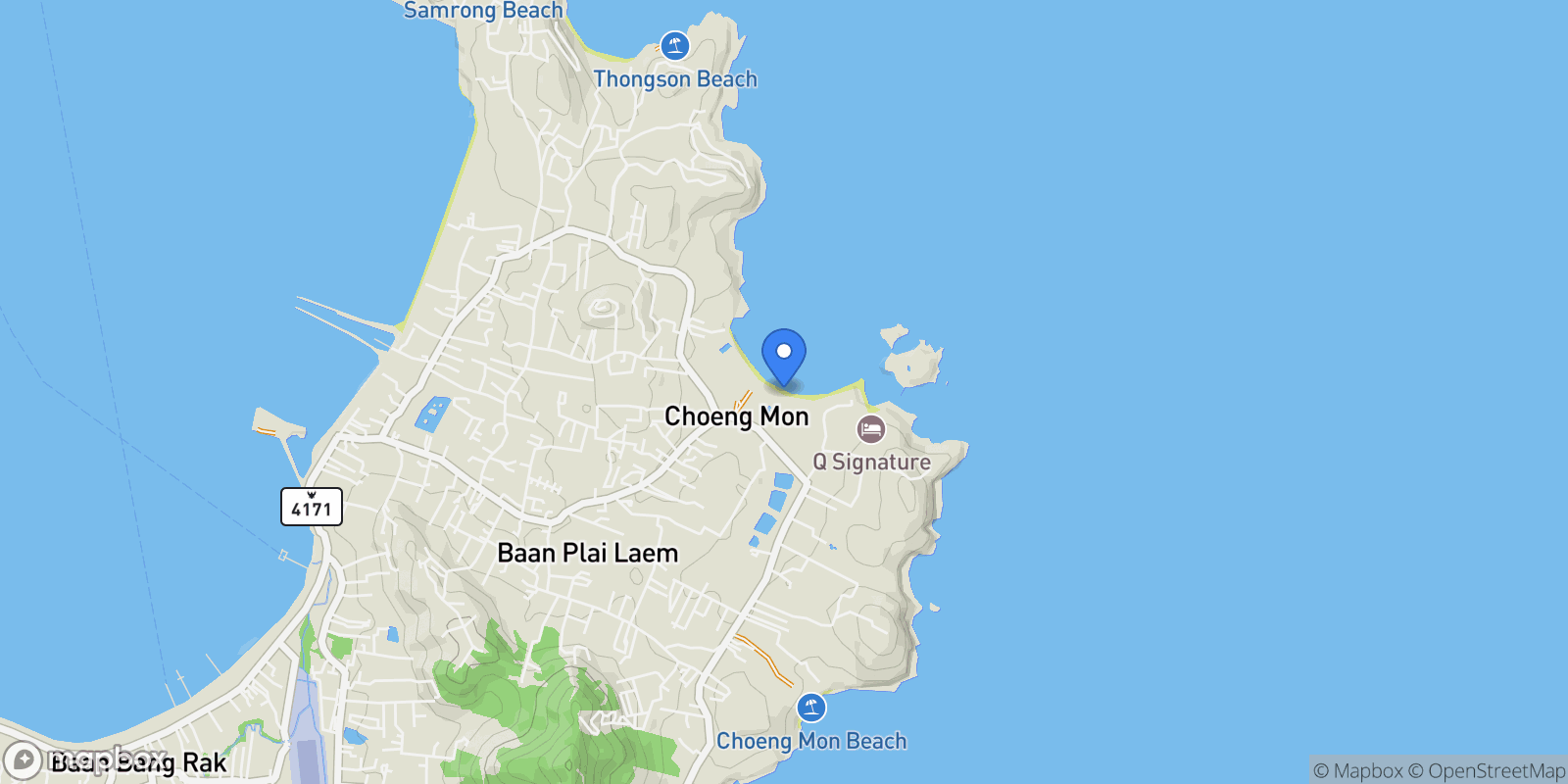 Map showing Pure Beach Club Rd, Tambon Bo Put, Amphoe Ko Samui, Chang Wat Surat Thani 84320, Thailand, Koh Samui, Surat Thani, Thailand.