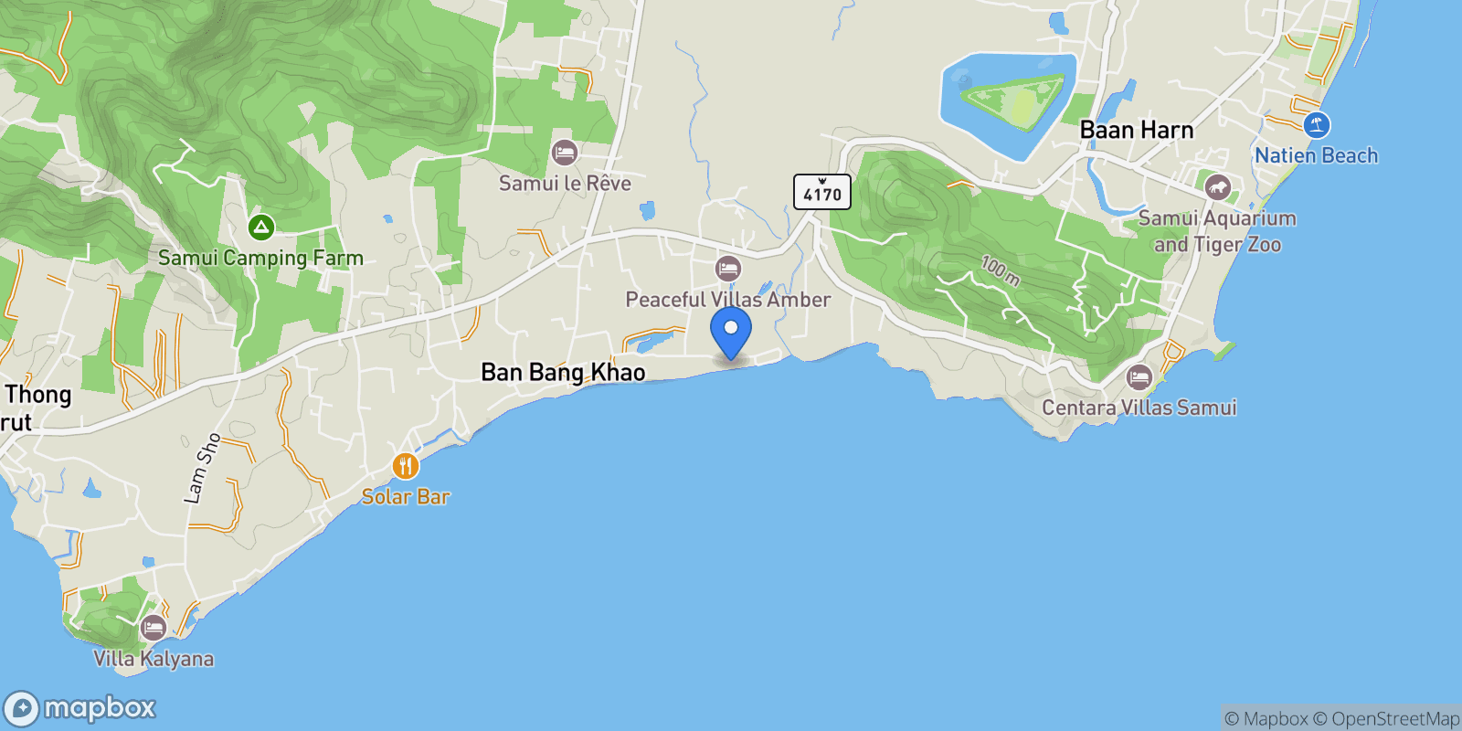 Map showing Bang Kao Beach, Na Mueang, Ko Samui District, Surat Thani, Thailand, Koh Samui, Surat Thani, Thailand.