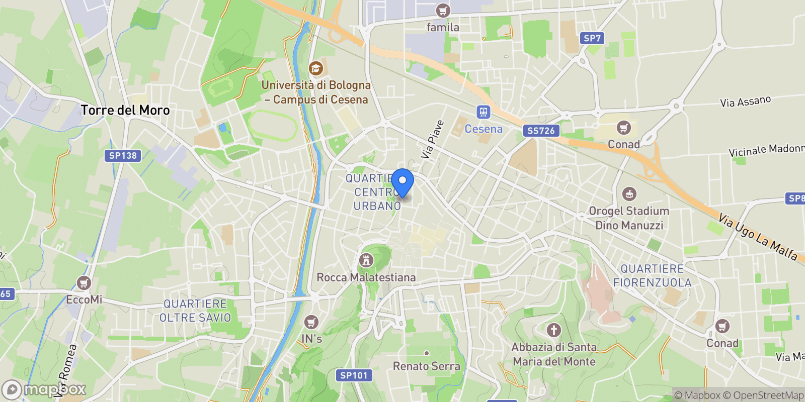 Map showing Cesena, Emilia-Romagna, Italy.