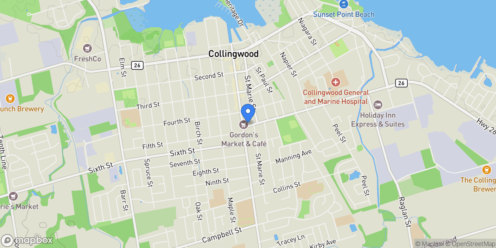 Map showing 1 Hume Street  213, Collingwood, ON L9Y 0X3, Collingwood, Ontario, Canada.