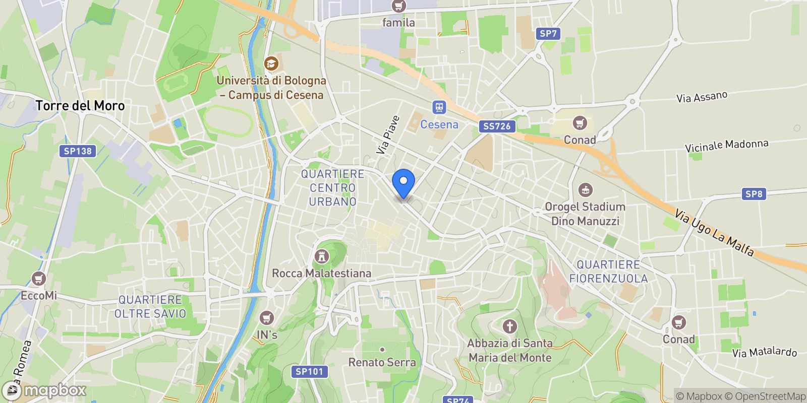 Map showing Cesena, Emilia-Romagna, Italy.