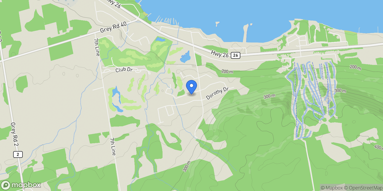 Map showing 106 Stone Zack Lane, Blue Mountains, ON N0H 1J0, The Blue Mountains, Ontario, Canada.